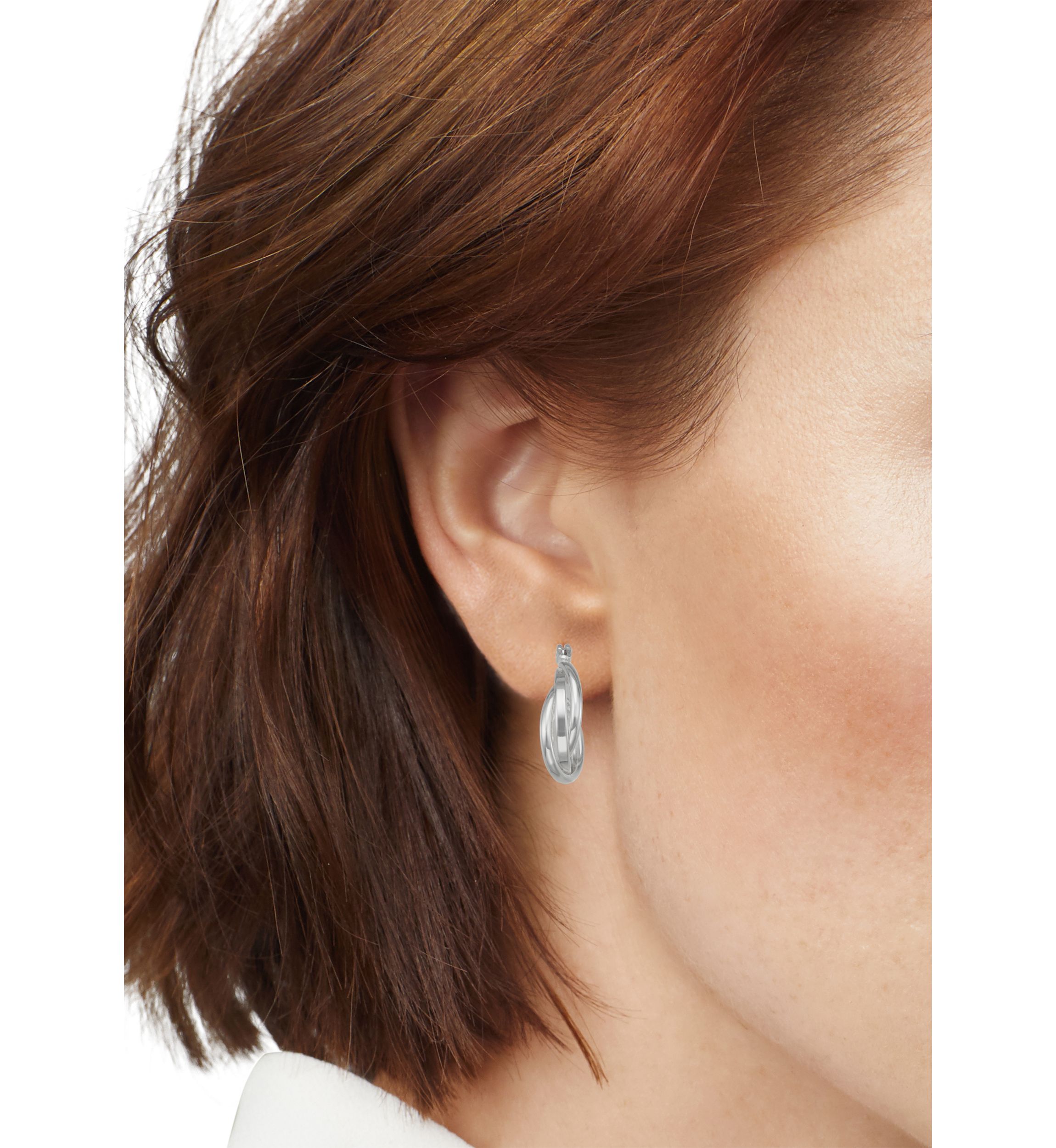 Twisted Silver Huggie Earrings