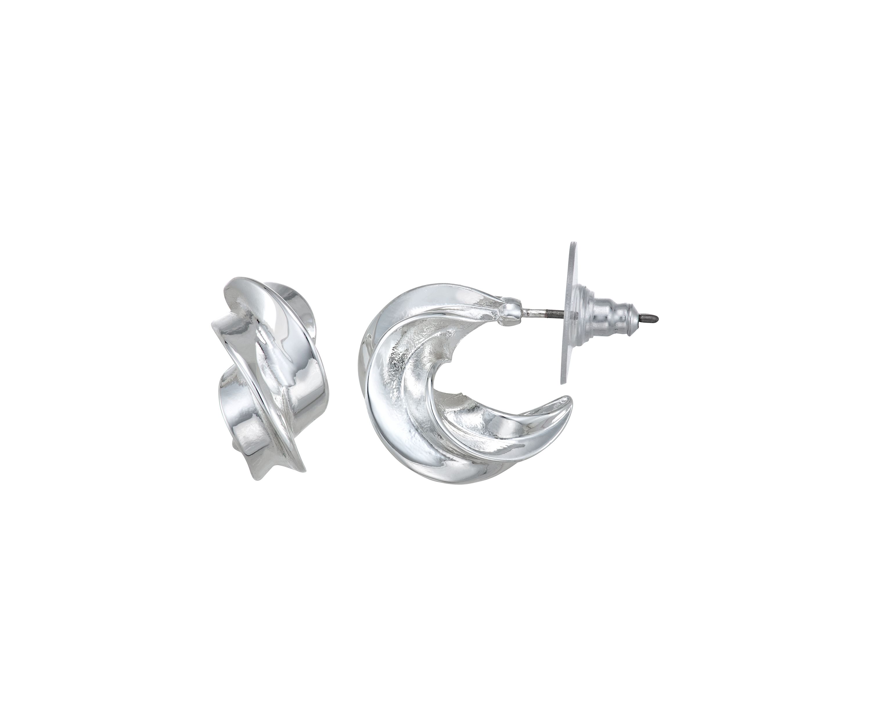 Silver-Tone Element C Hoop Earrings