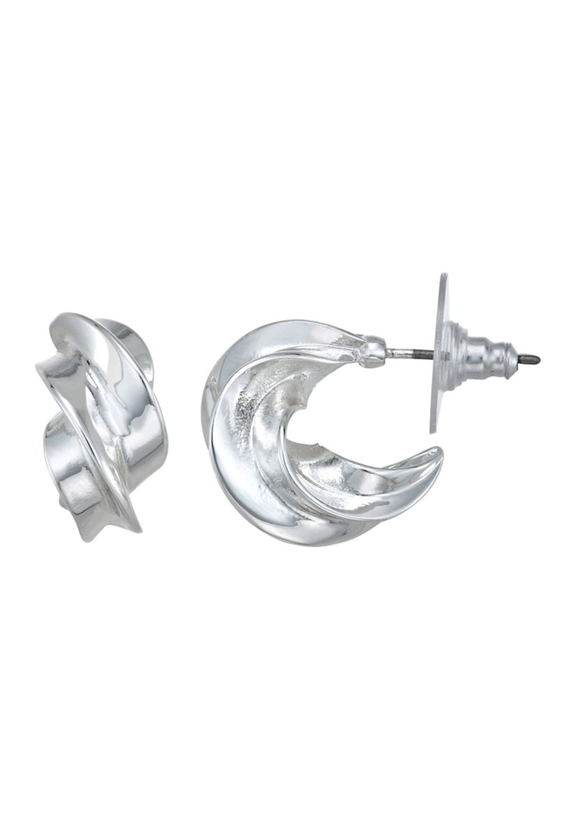 Silver-Tone Element C Hoop Earrings