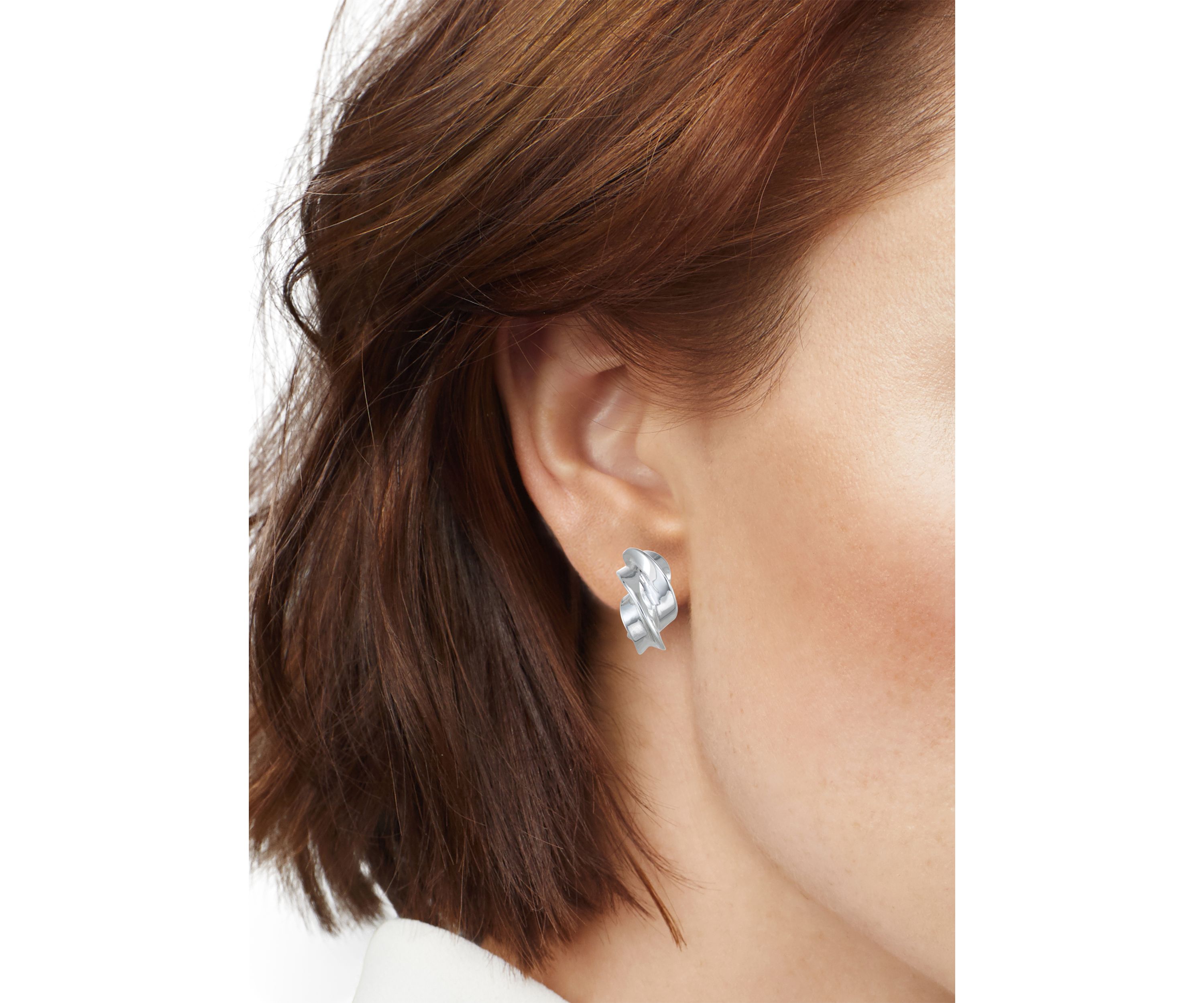 Silver-Tone Element C Hoop Earrings