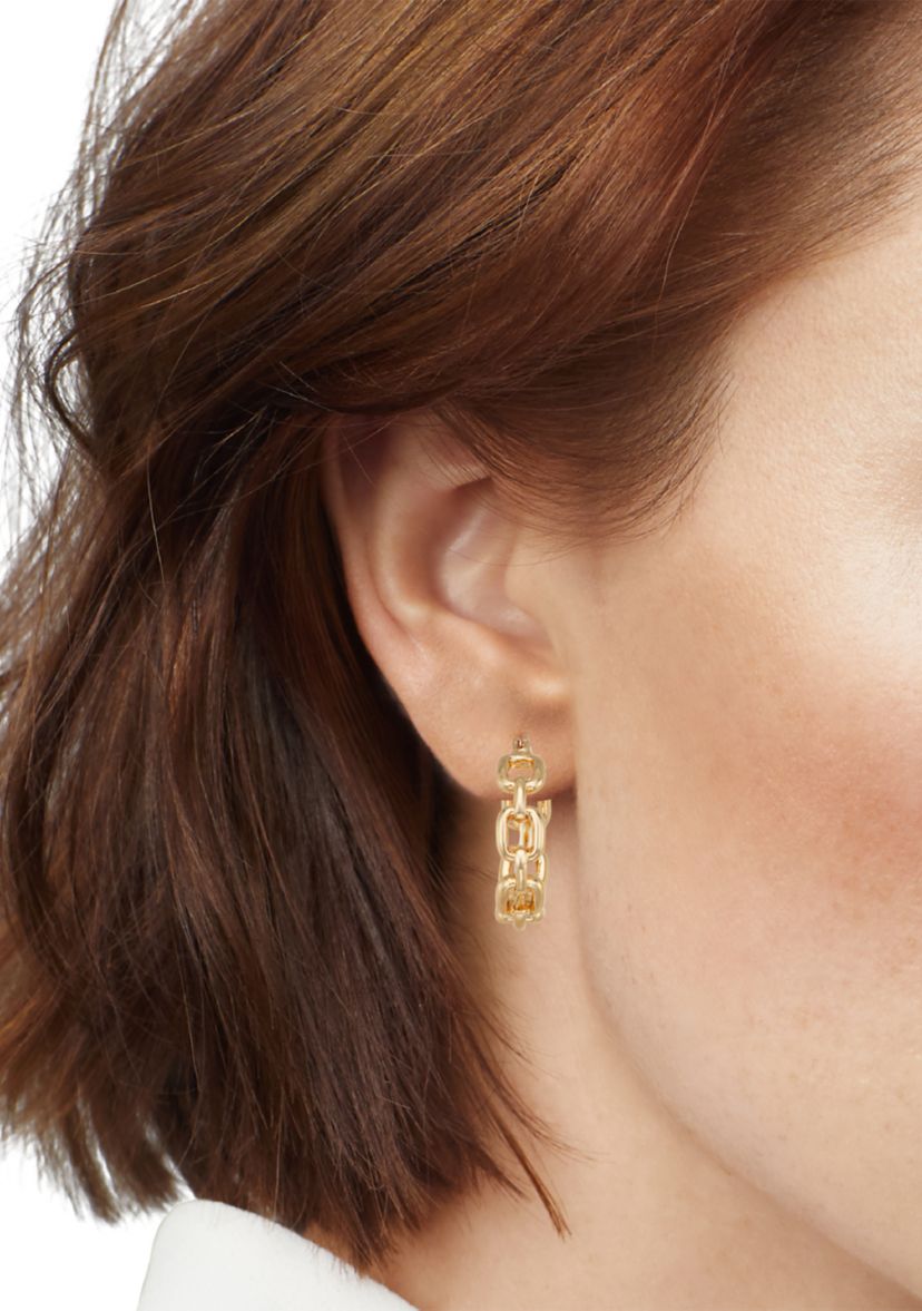 Linked Gold Tone Hoop Earrings