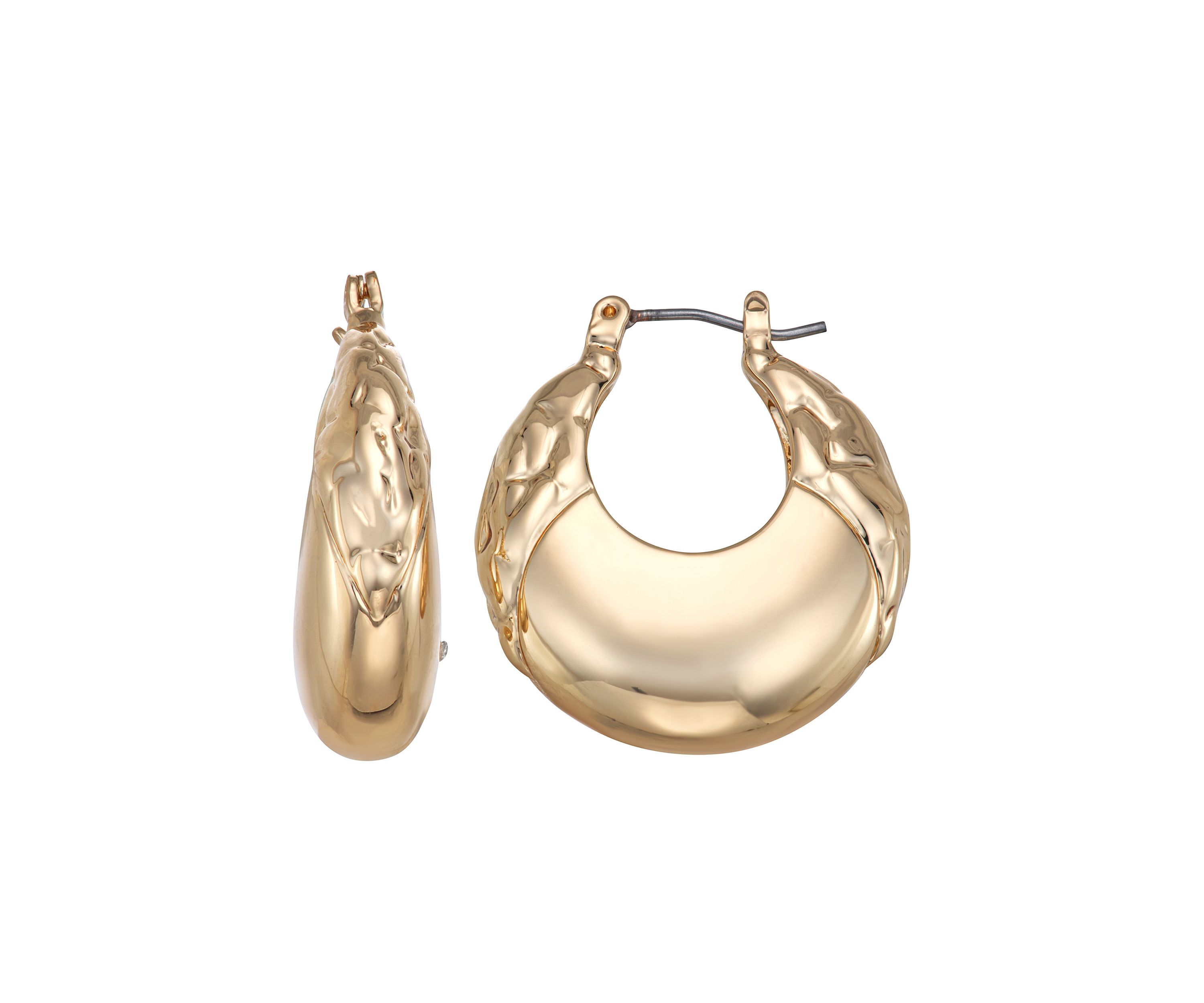  Womens Gold Tone 24 MM Gold Texture Hoop Earrings 