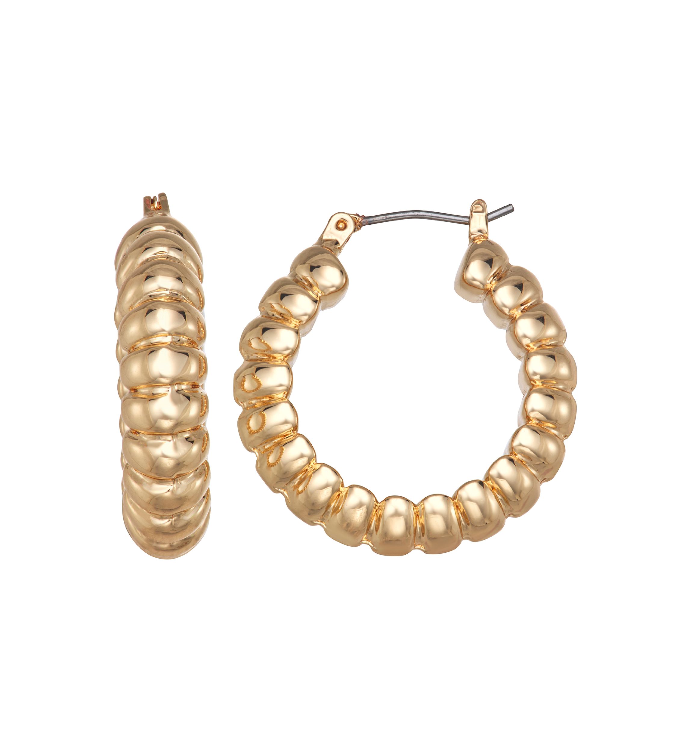 Ridge Gold Tone Hoop Earrings