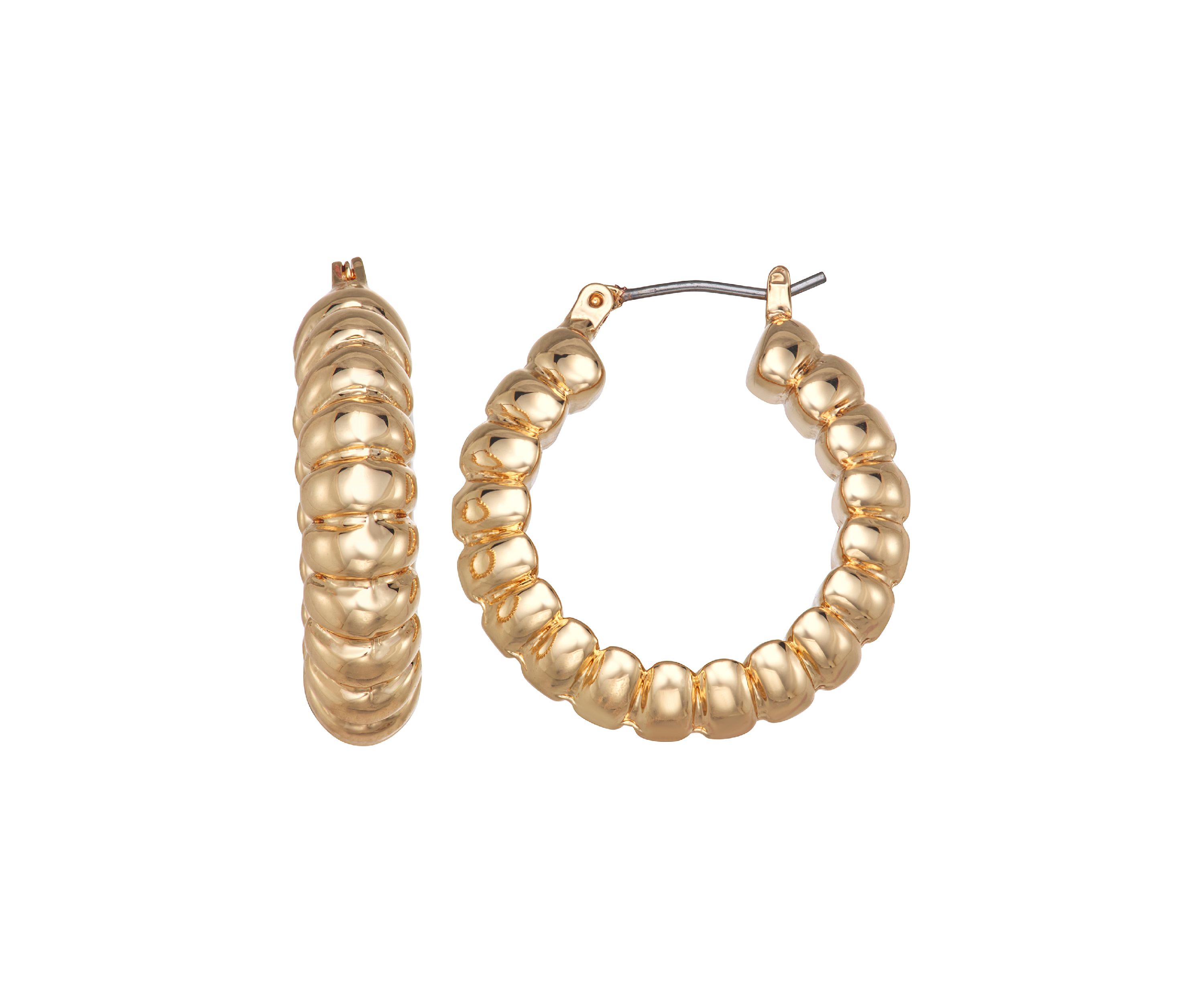 Ridge Gold Tone Hoop Earrings