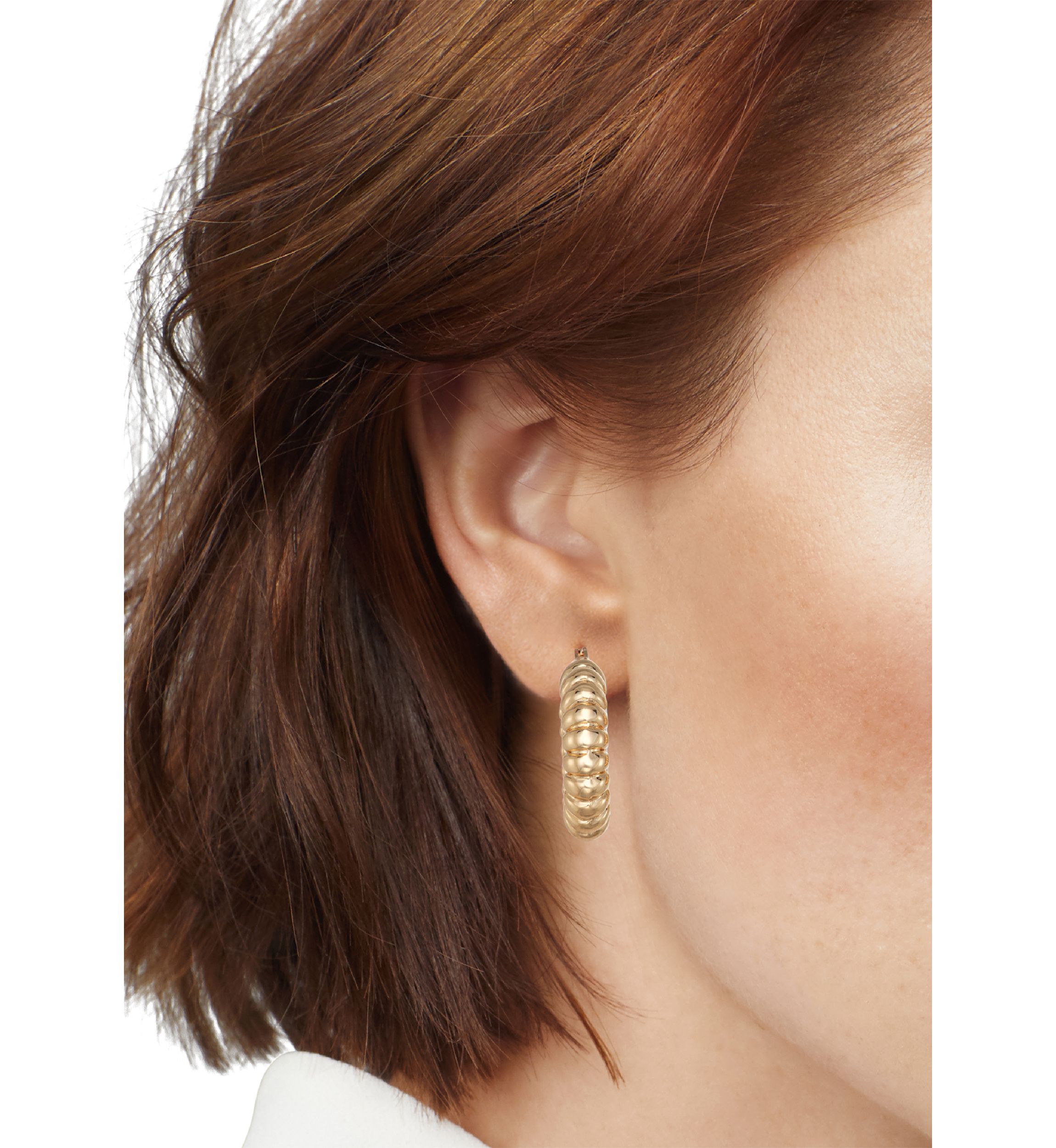 Ridge Gold Tone Hoop Earrings