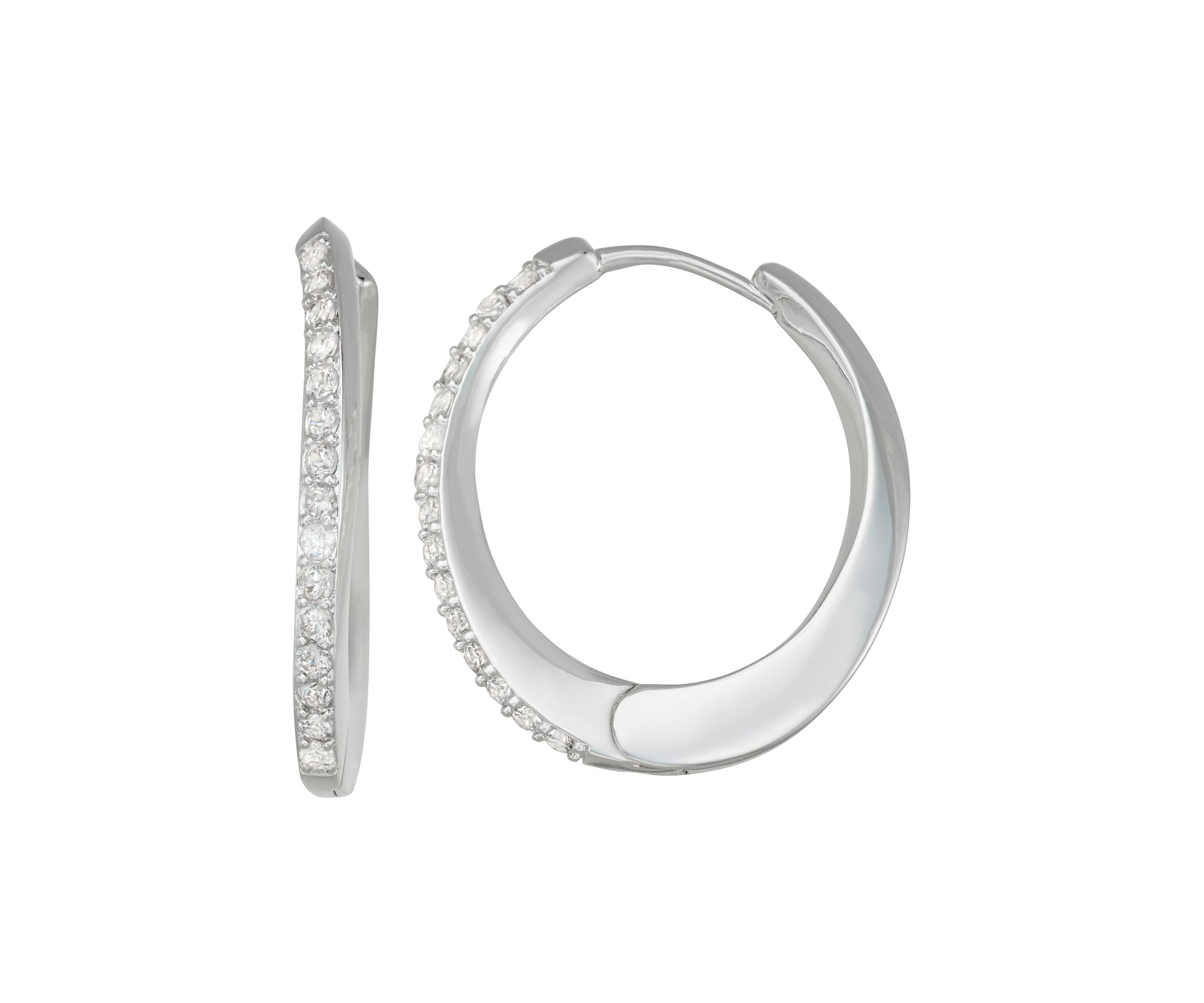Silver Tone Crystal 31mm Hoop Earrings