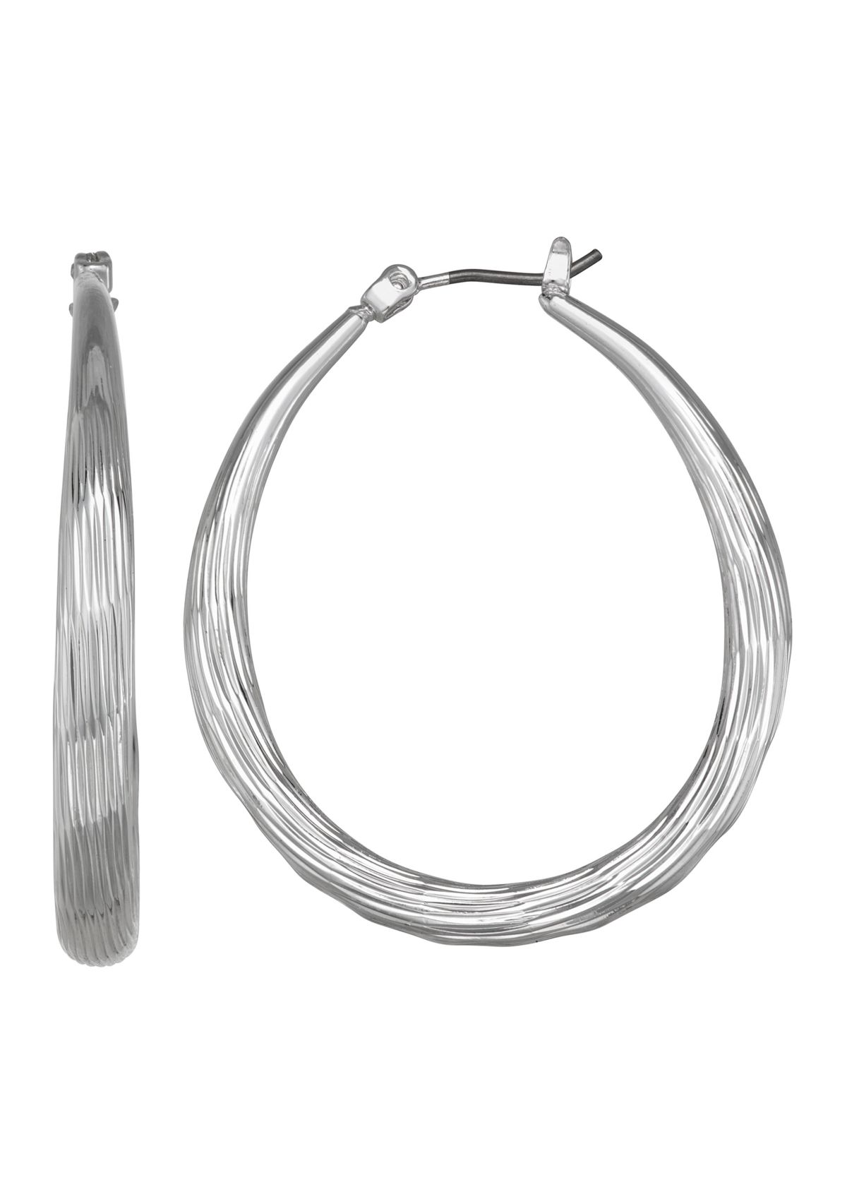  Texture Oval Hoop Earrings Earrings
