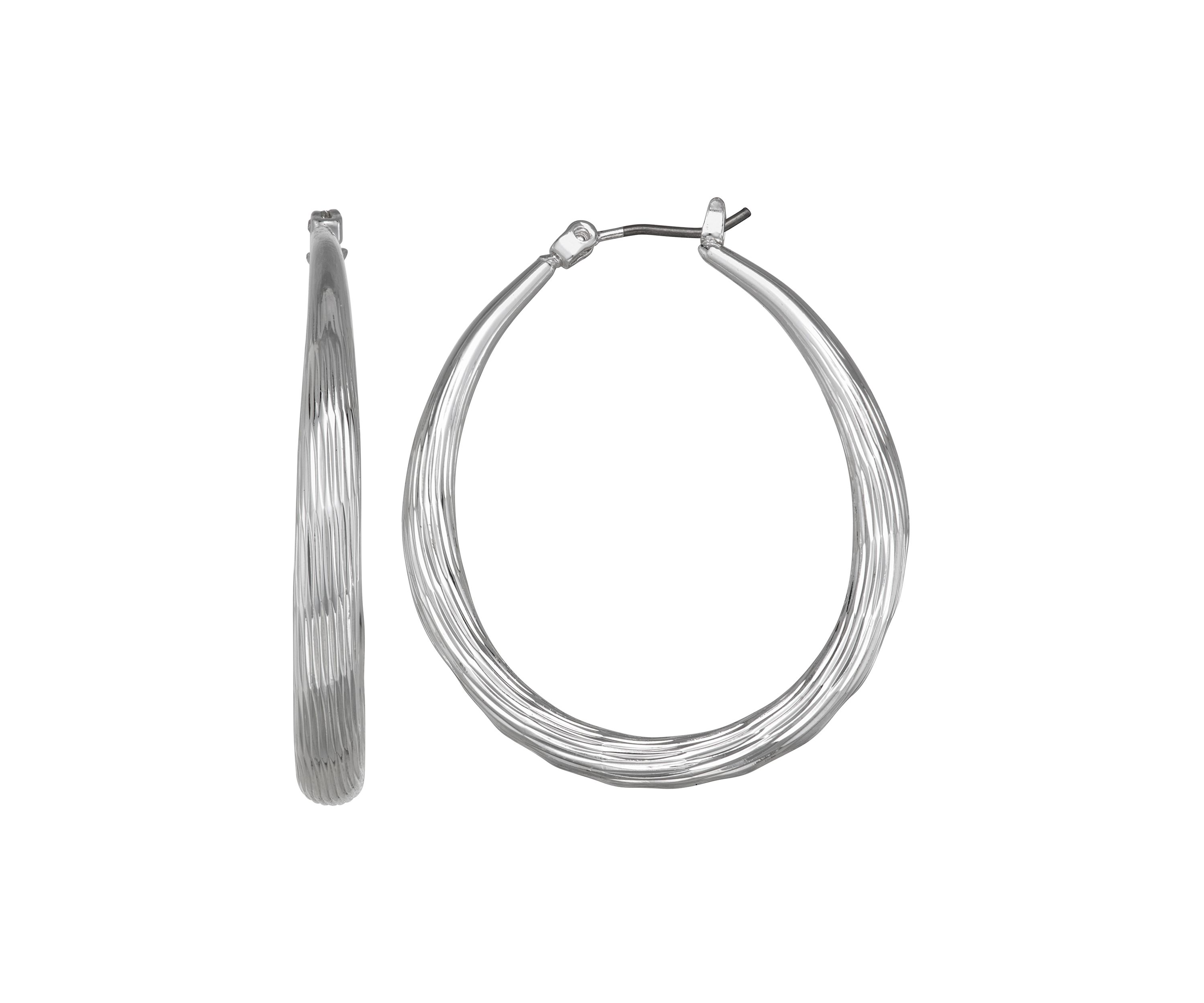  Texture Oval Hoop Earrings Earrings