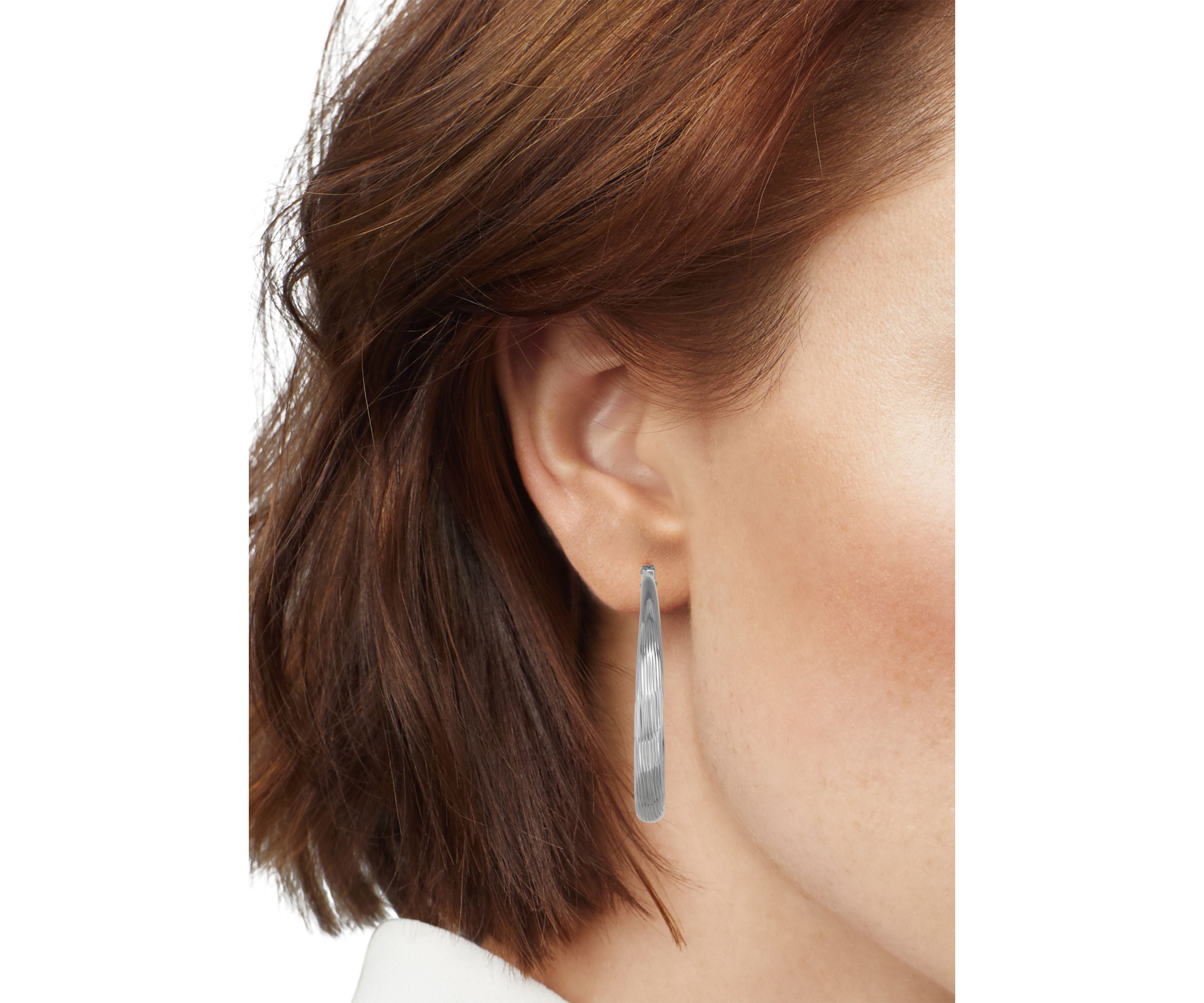  Texture Oval Hoop Earrings Earrings
