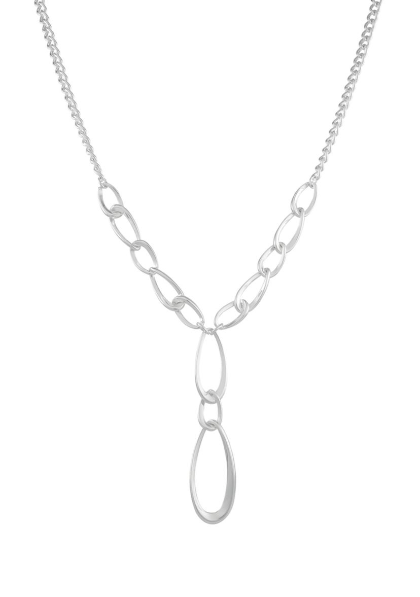 Silver Tone 18 Links Y Neck Necklace
