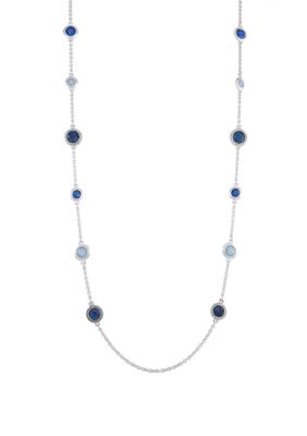 Napier Silver Tone 42'' Blue Strand Necklace