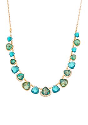 Napier Gold Tone 16'' Blue Collar Necklace | belk