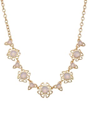 Gold Tone 16'' Rose Frontal Necklace