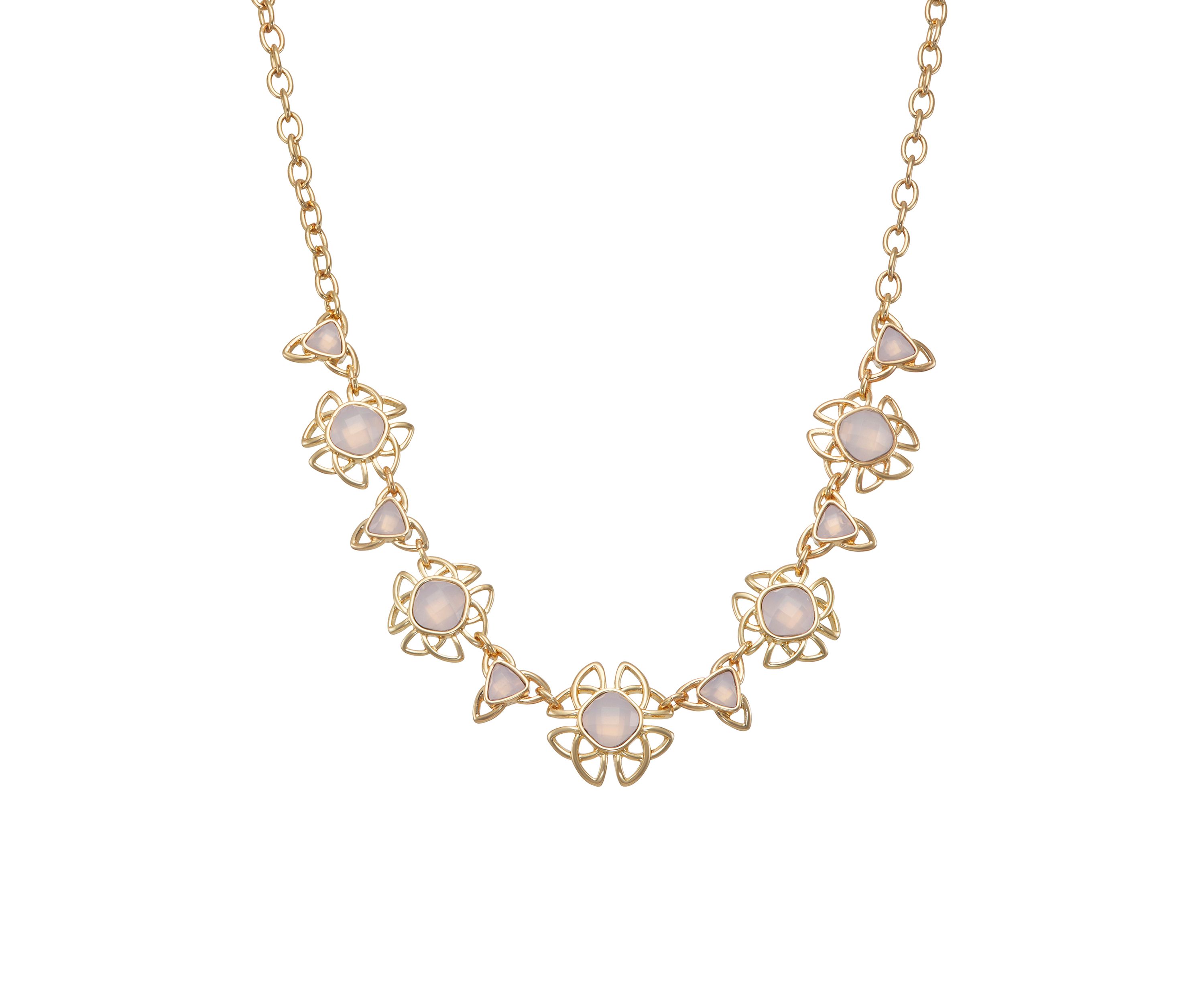 Gold Tone 16 Rose Frontal Necklace
