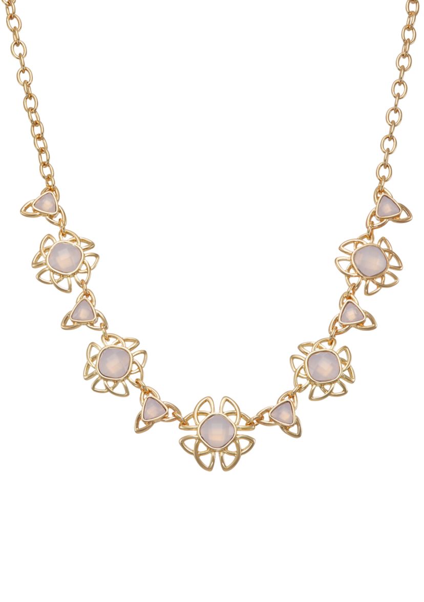 Gold Tone 16 Rose Frontal Necklace