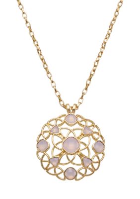 Gold Tone 32'' Rose Pendant Necklace