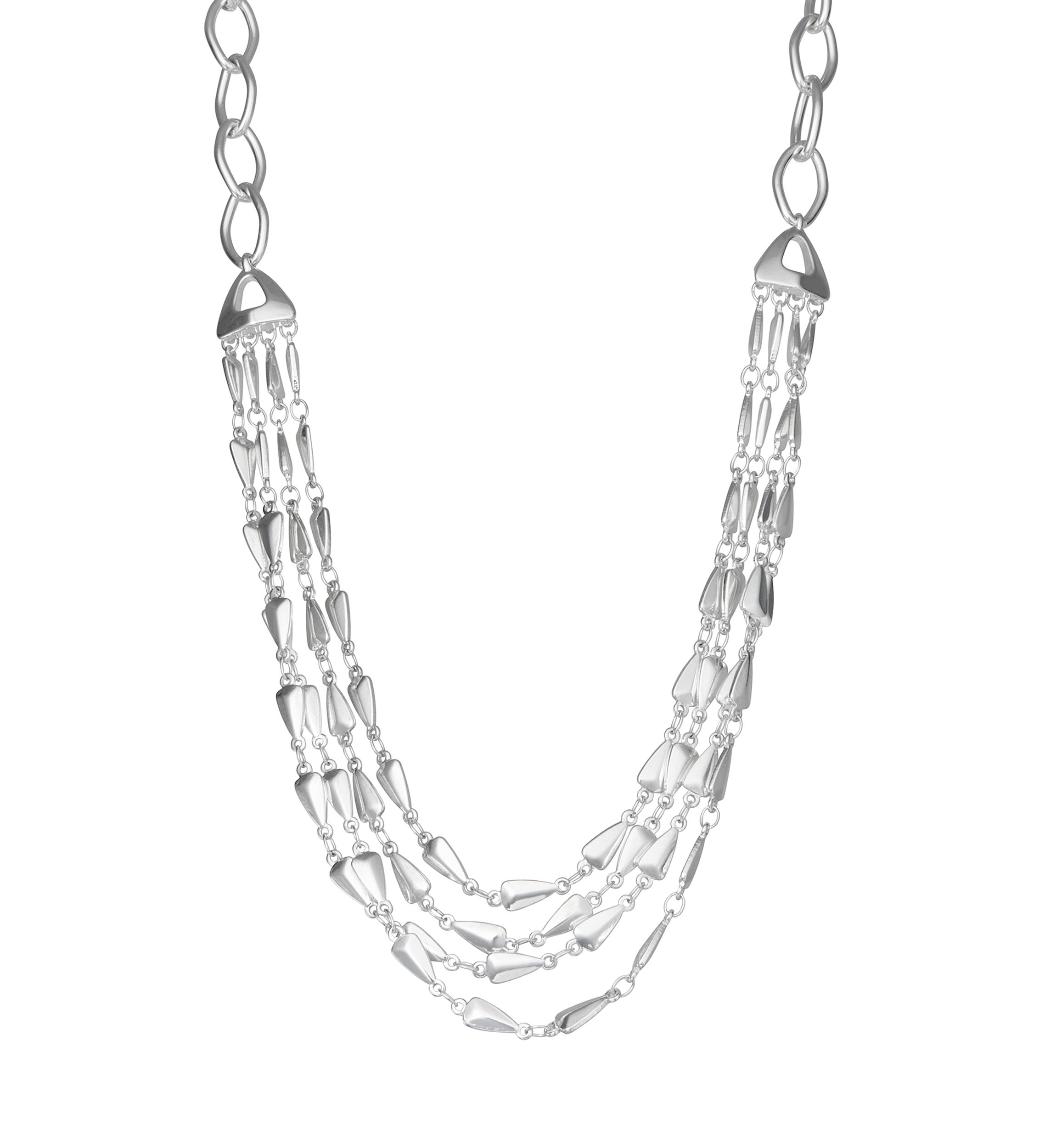 Silver Tone Multi Row Necklace