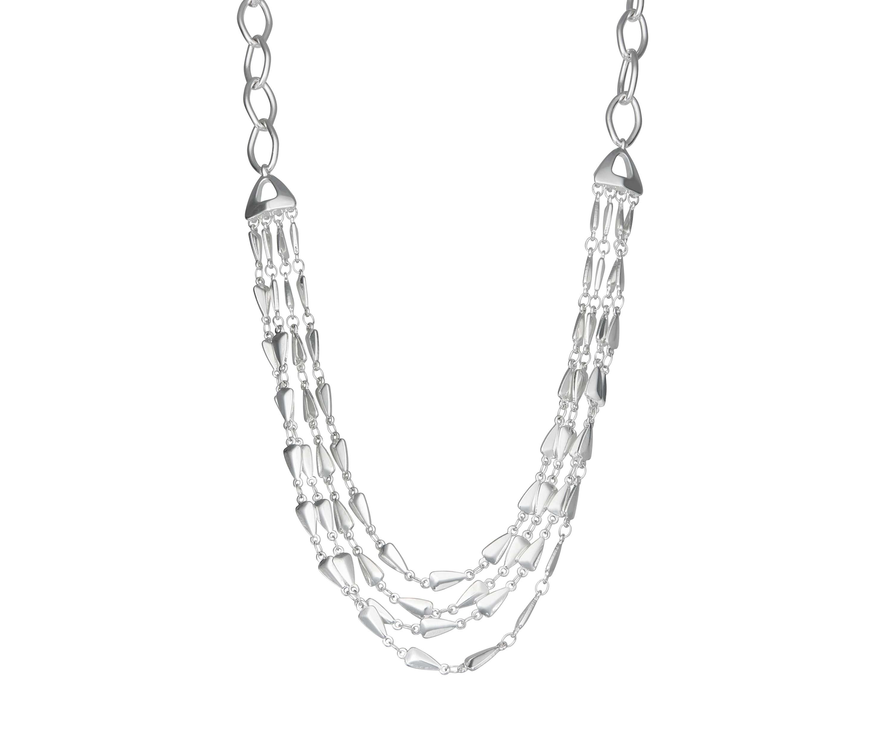 Silver Tone Multi Row Necklace