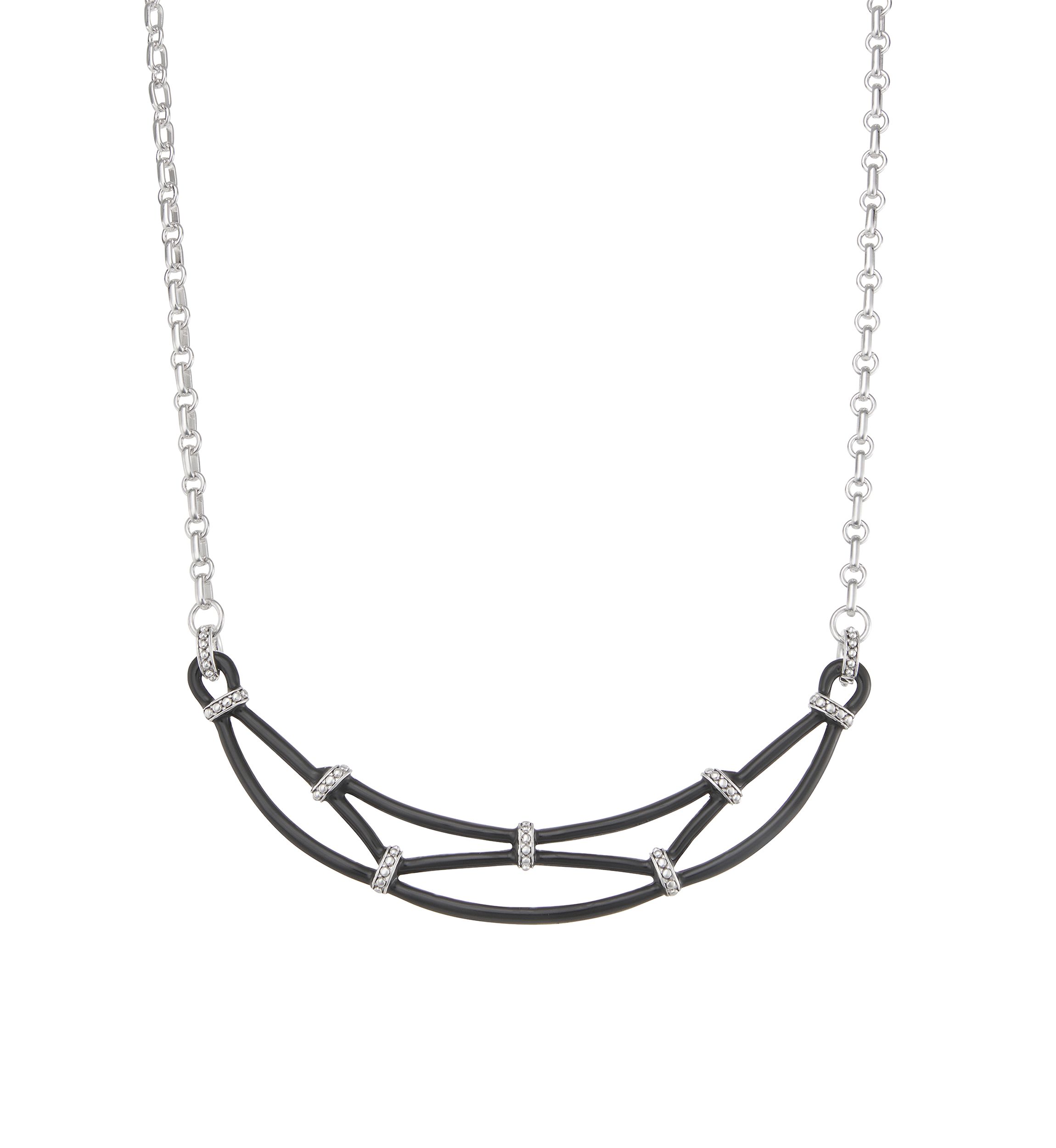 Silver Tone Jet Frontal Necklace