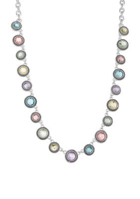 Napier Silver Tone Rainbow Collar Necklace
