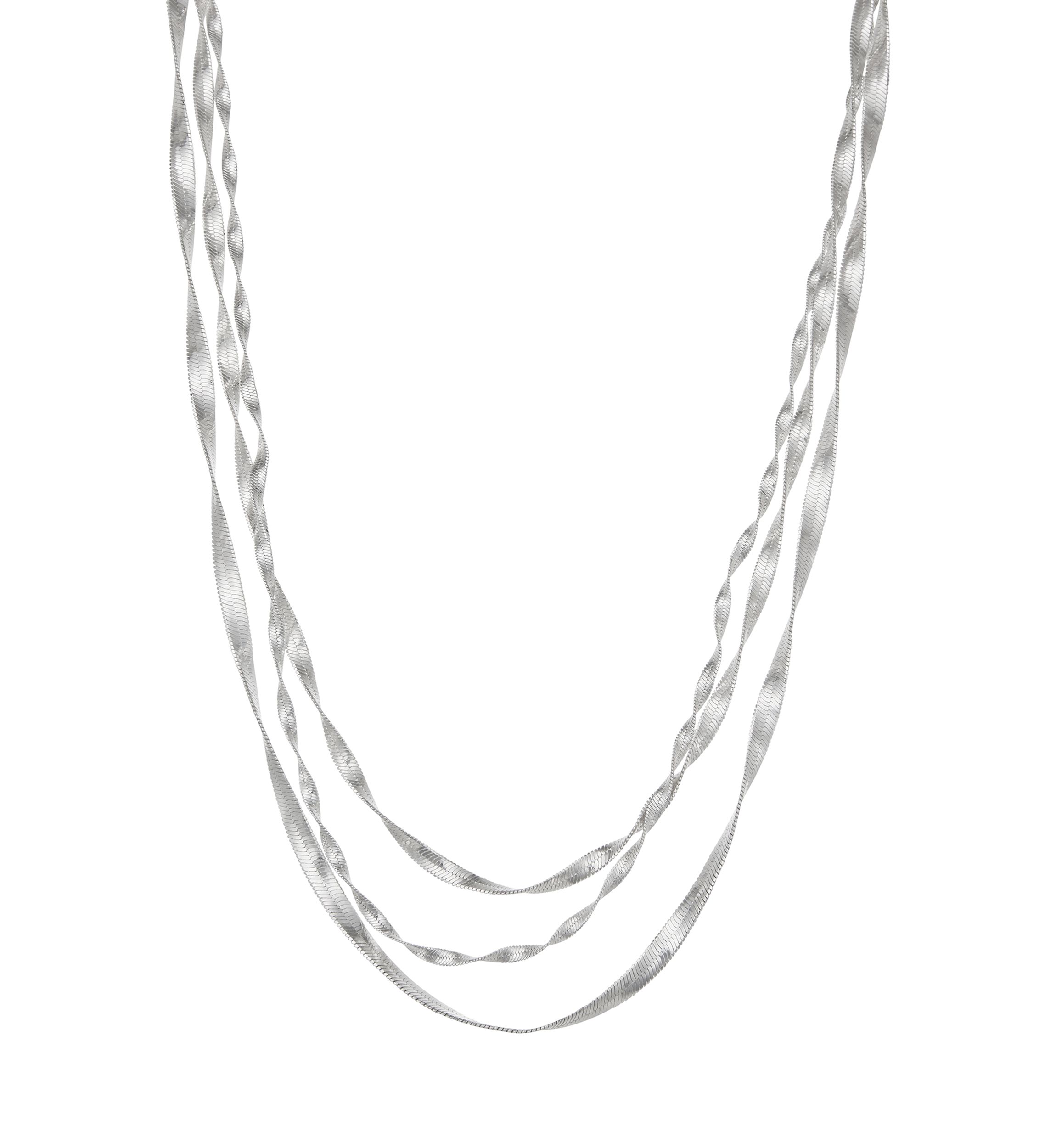 Silver Tone Twisted Multirow Necklace