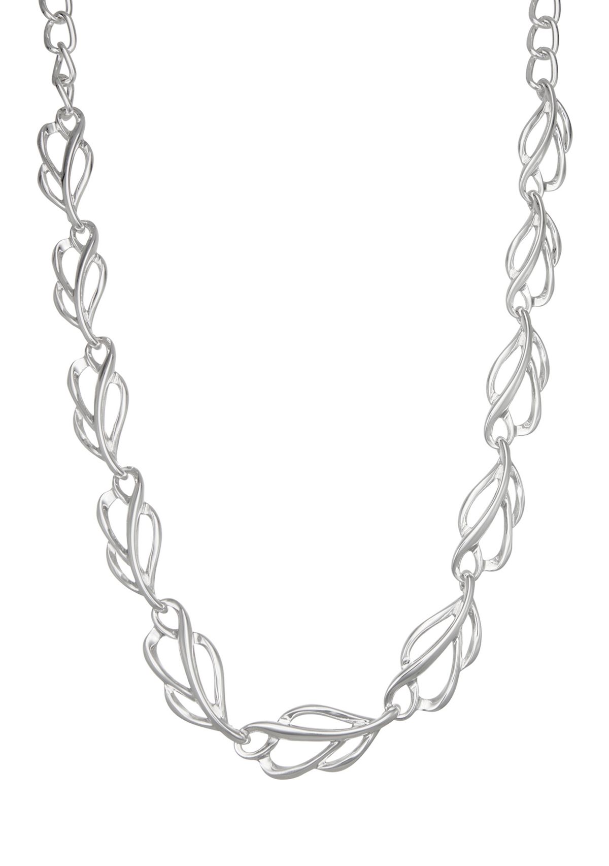 Silver Tone Leaves Collar Necklace