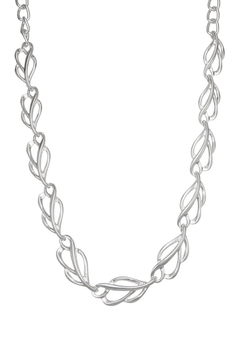 Silver Tone Leaves Collar Necklace