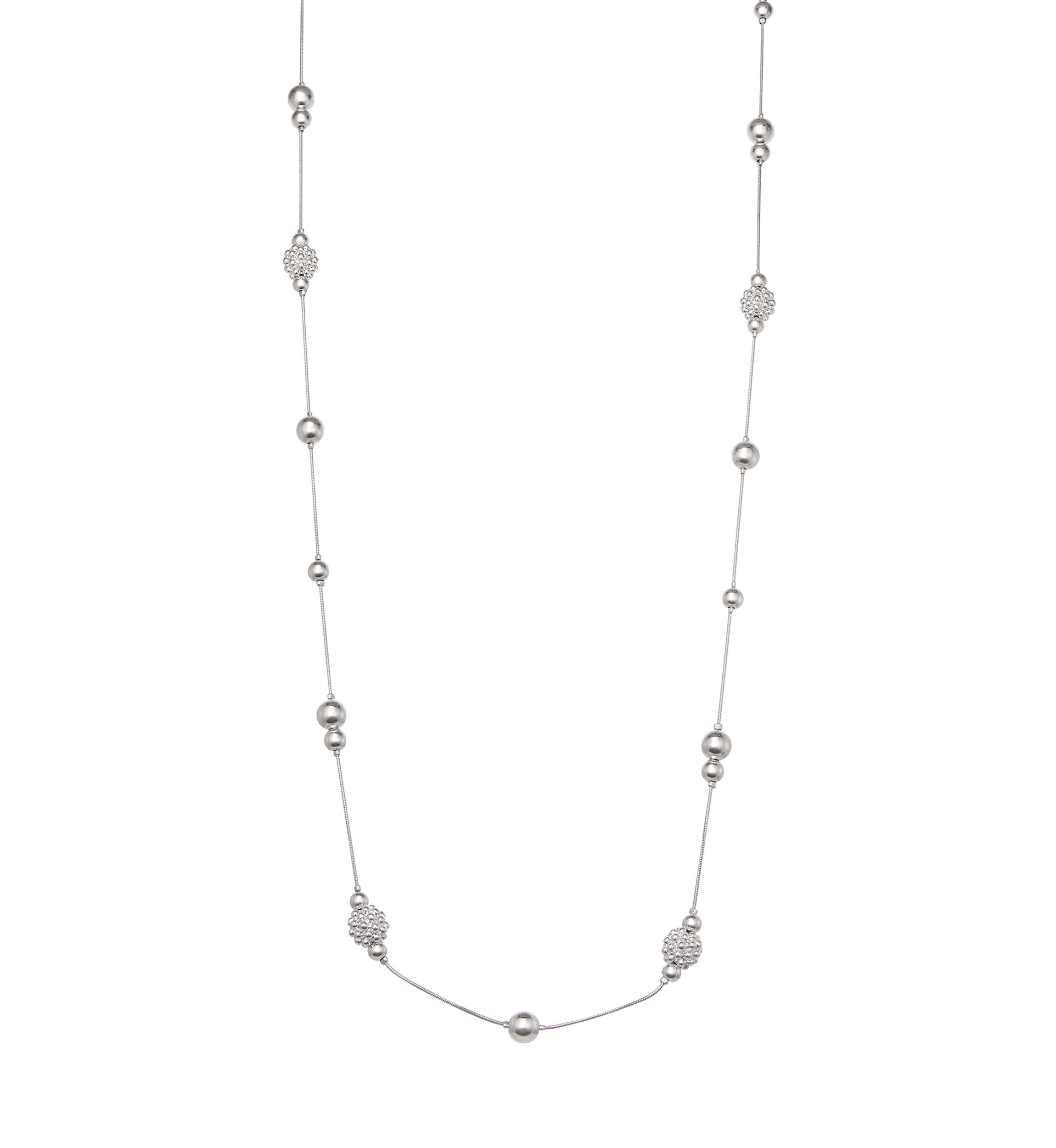 Silver Tone Caviar Strandage Necklace