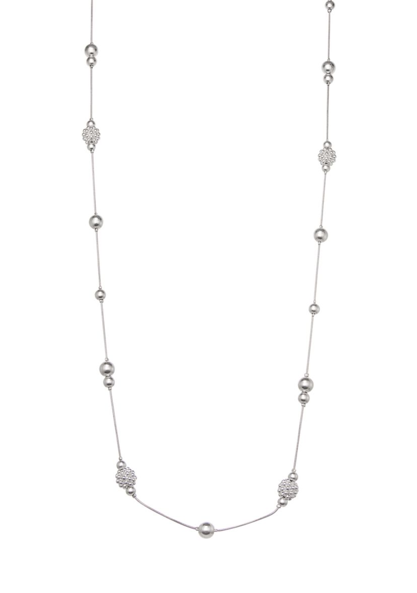 Silver Tone Caviar Strandage Necklace
