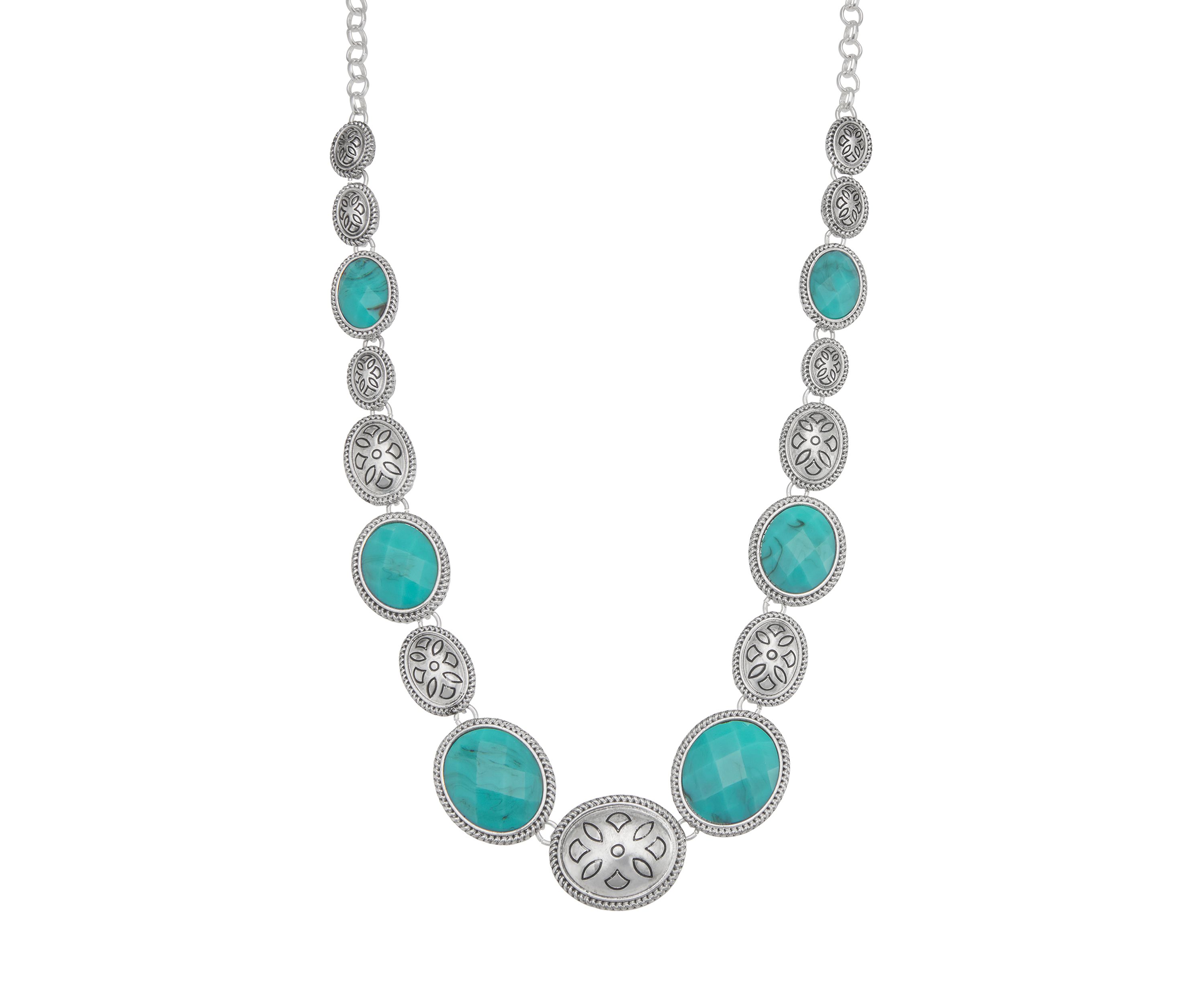 Silver Tone Turquoise Collar Necklace