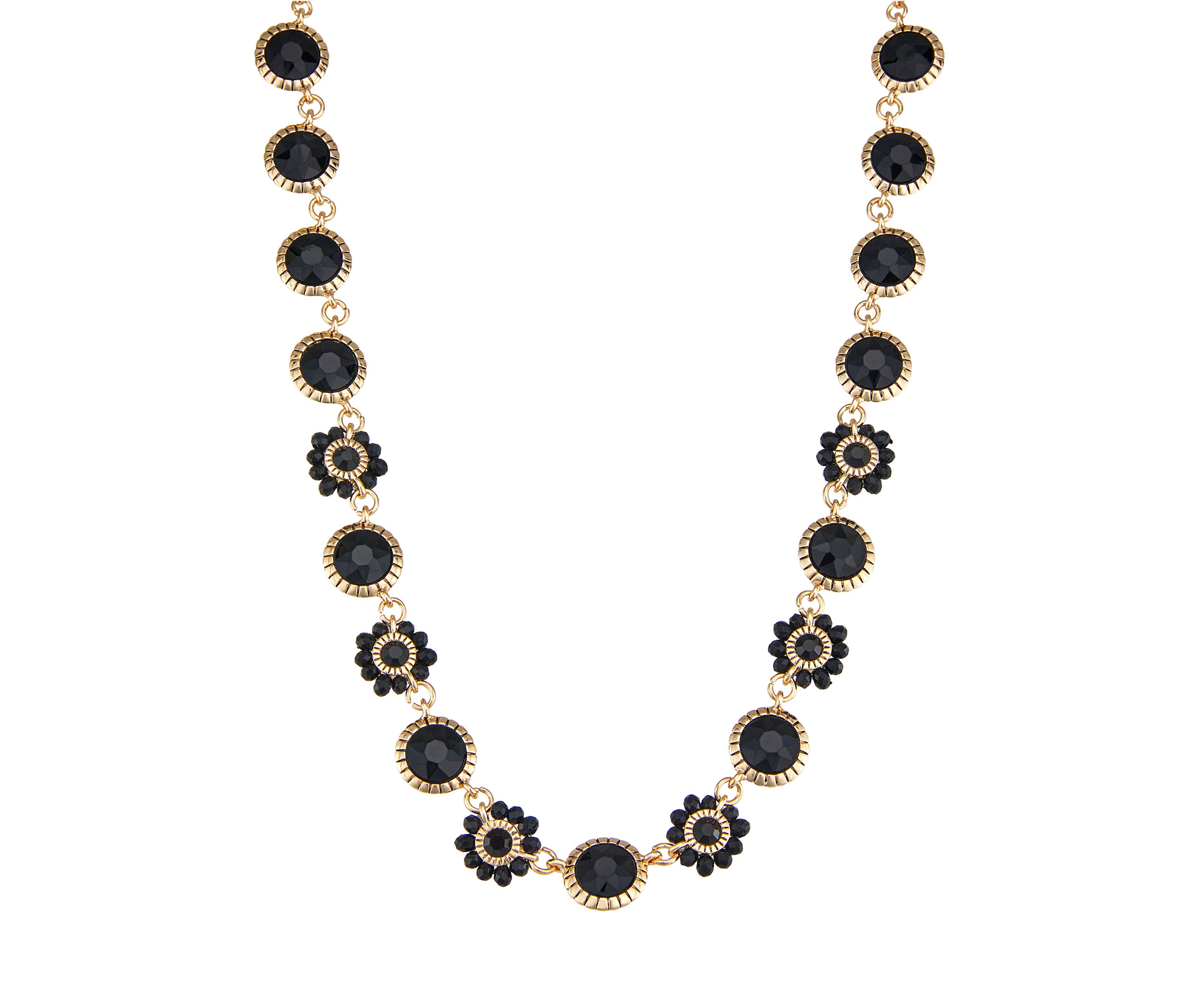 Womens Gold Tone Jet Flower Collar Necklace