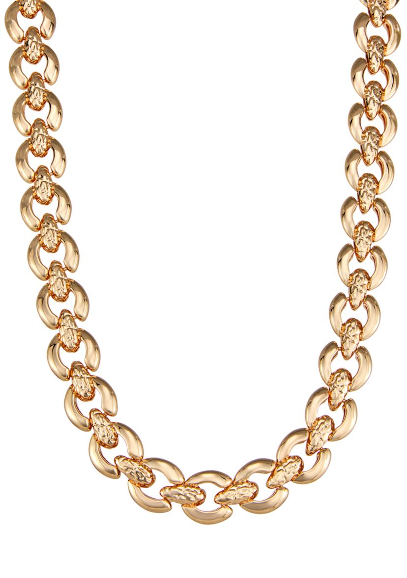 Womens Gold Tone Textures Collar Necklace