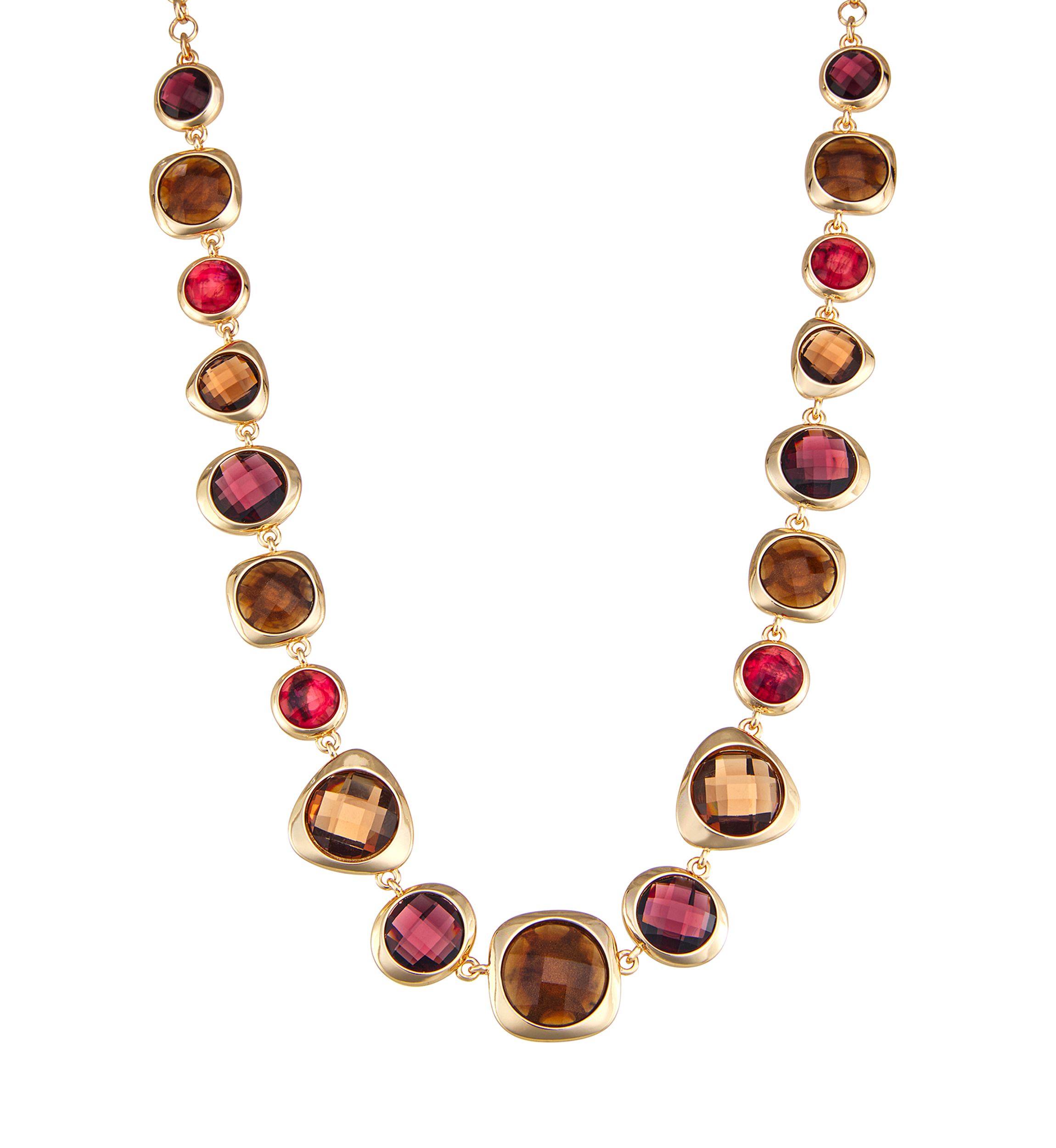 Multi Golden Tonals Collar Necklace