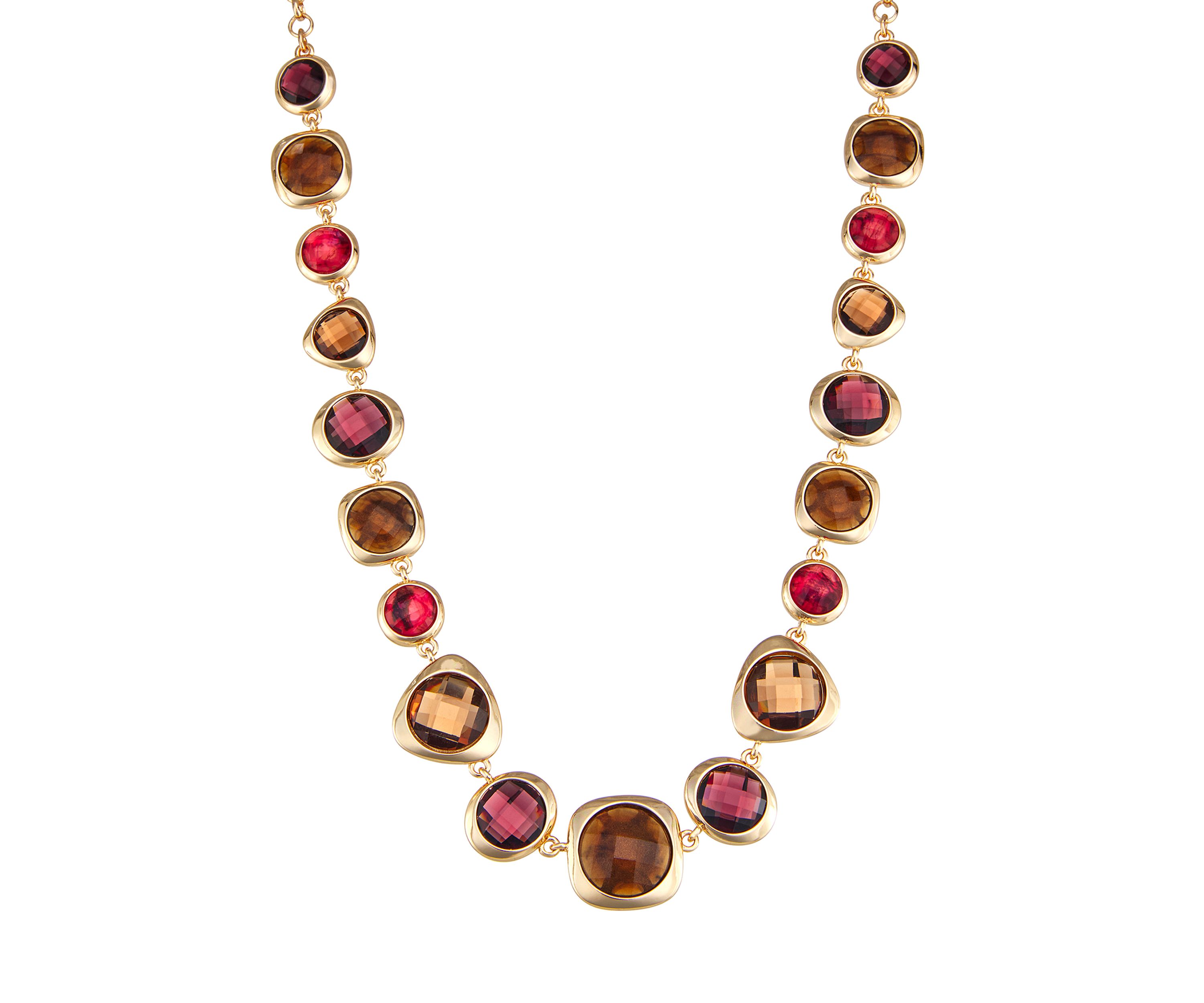 Multi Golden Tonals Collar Necklace