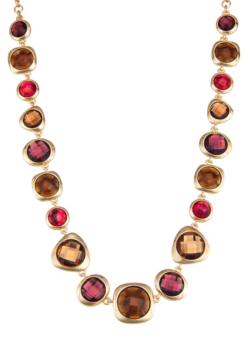 Multi Golden Tonals Collar Necklace