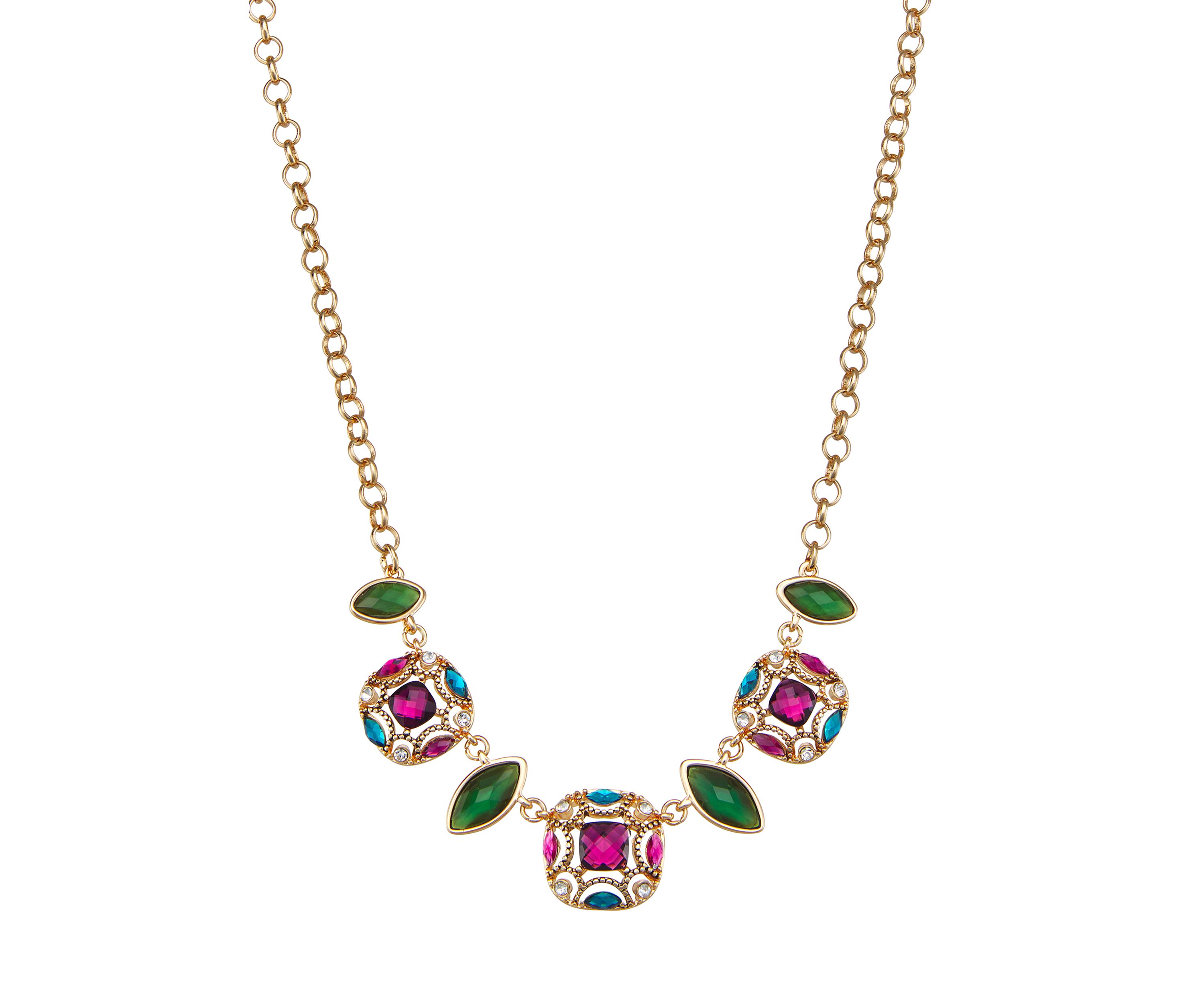 Tea Time Gold Tone Frontal Necklace