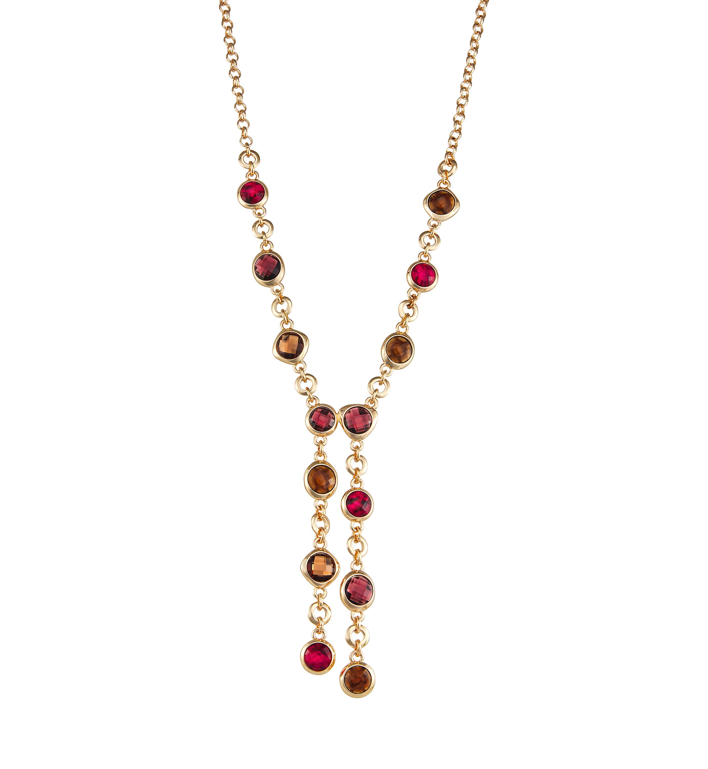 Multi Golden Tonals Y Necklace