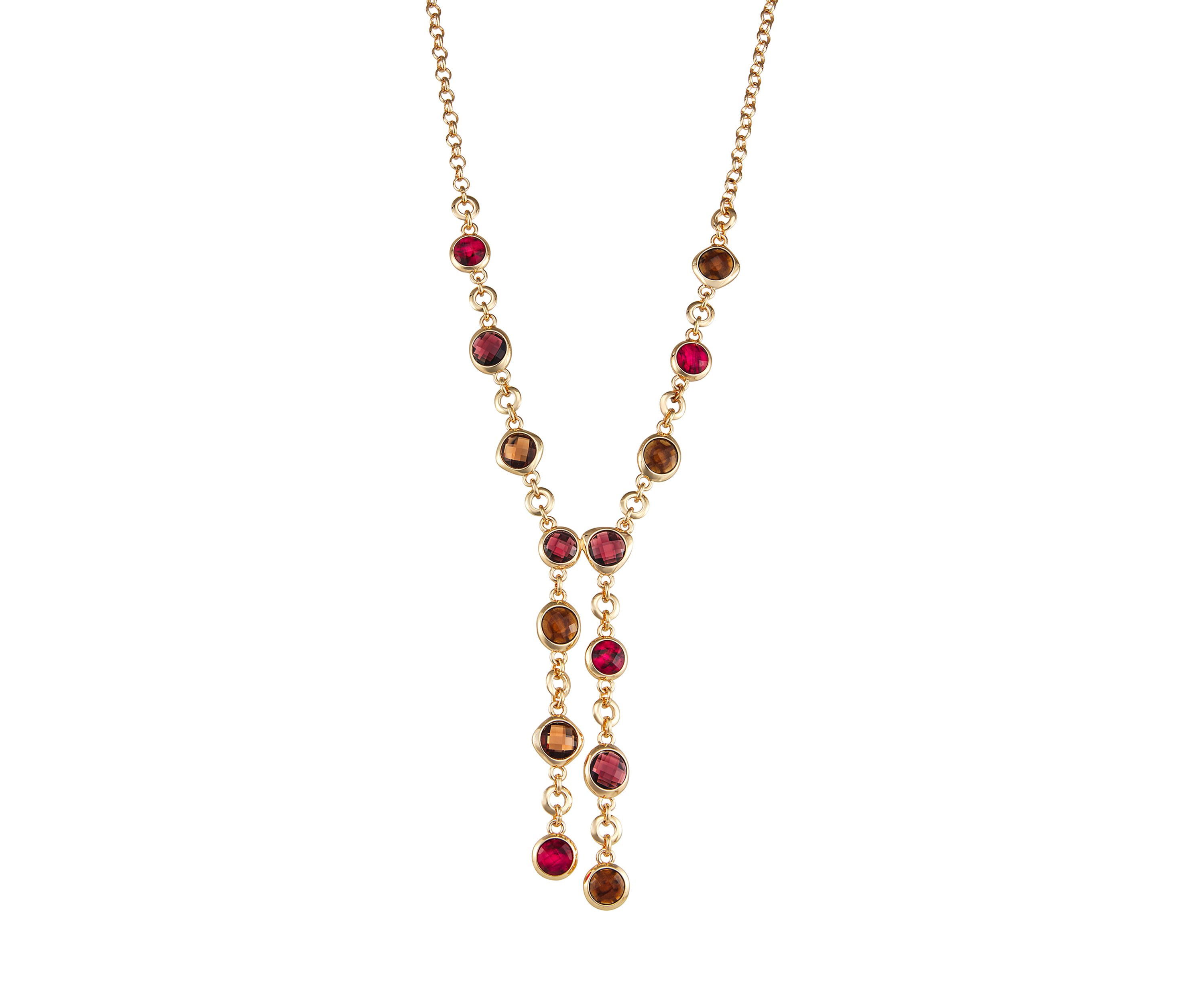 Multi Golden Tonals Y Necklace