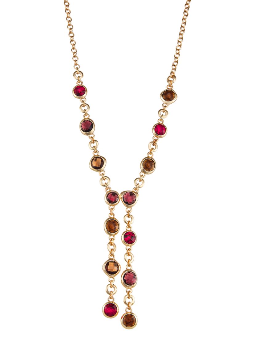 Multi Golden Tonals Y Necklace