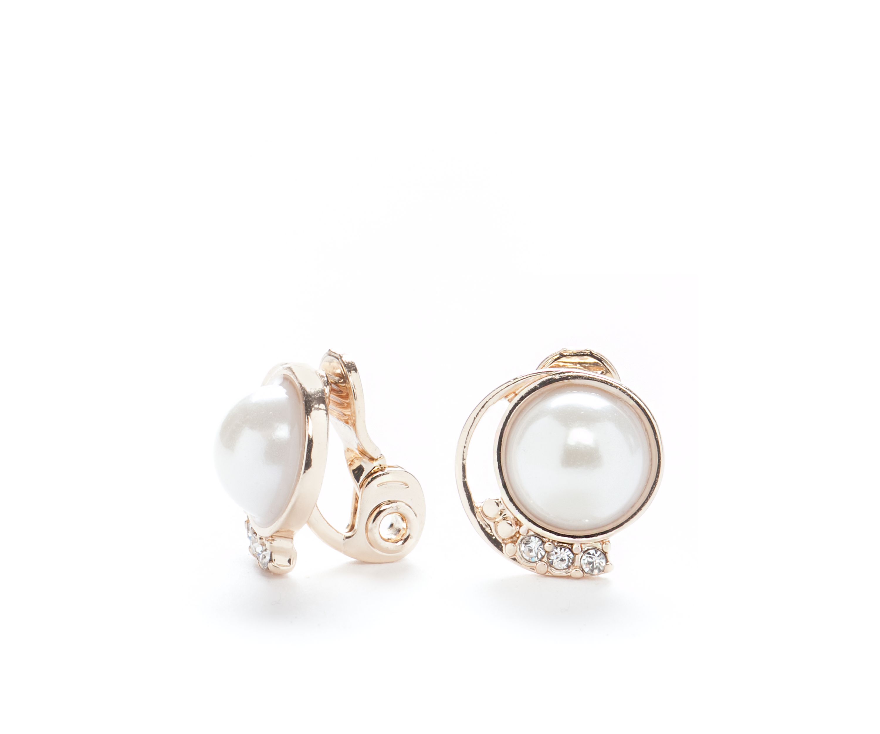 Pearl Button Clip Earrings