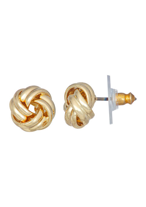 Gold Tone 10 Millimeter  Knot Stud Earrings