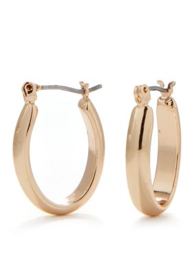 Elegant Big Oval Hoop Earrings For Women - 18K Rose Gold Plated Stainless Steel Jewelry, Hook Closure