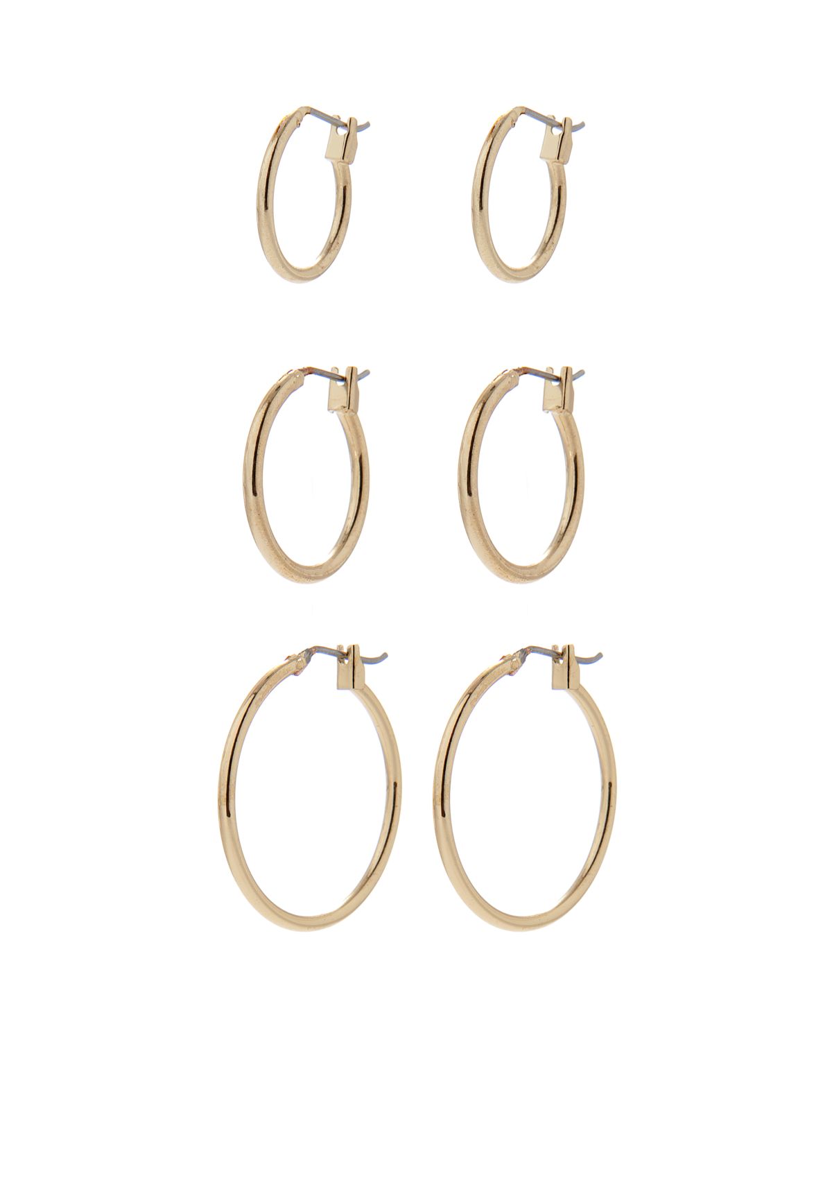 Set of Three Gold-Tone Hoop Earrings
