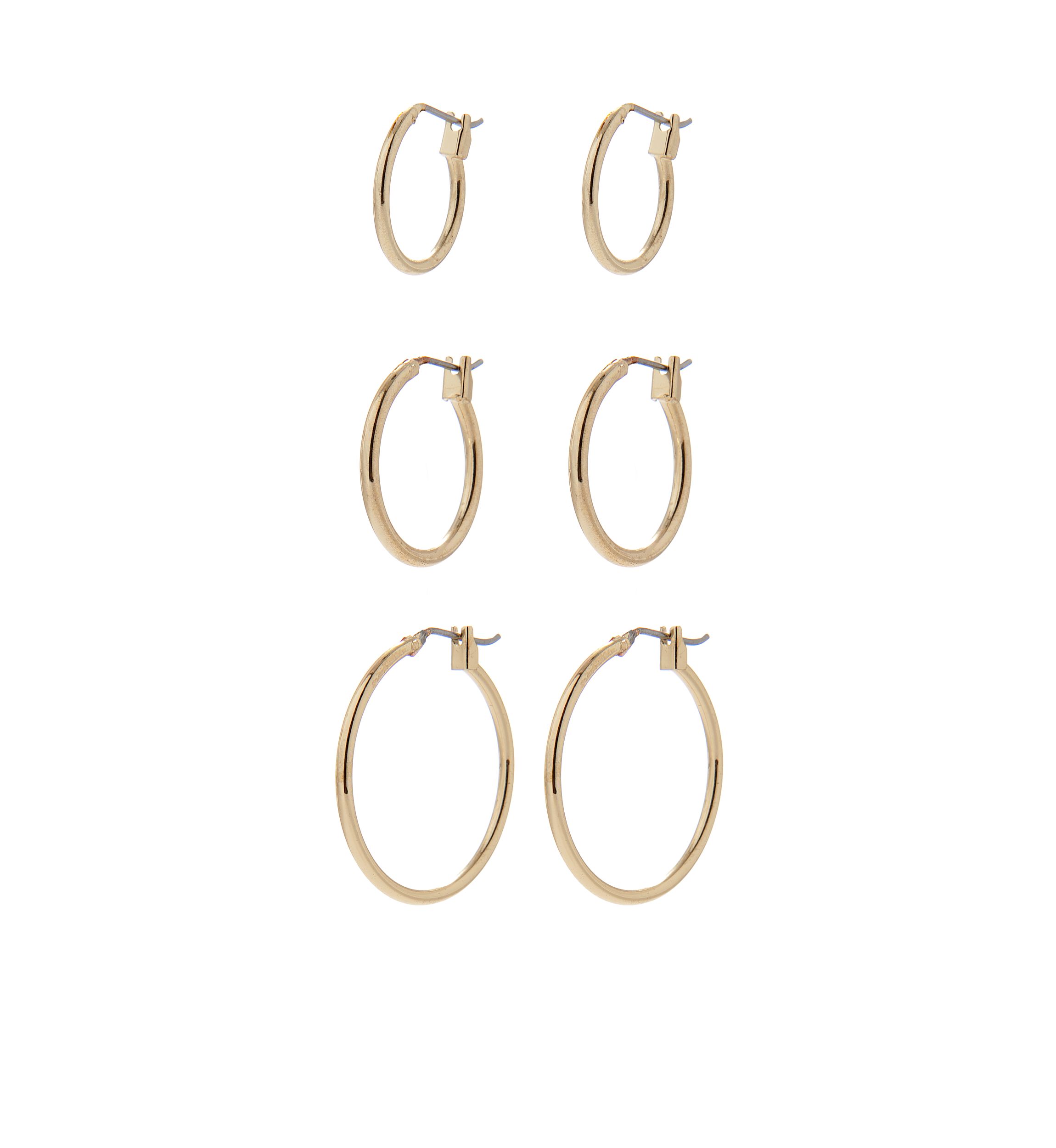 Set of Three Gold-Tone Hoop Earrings