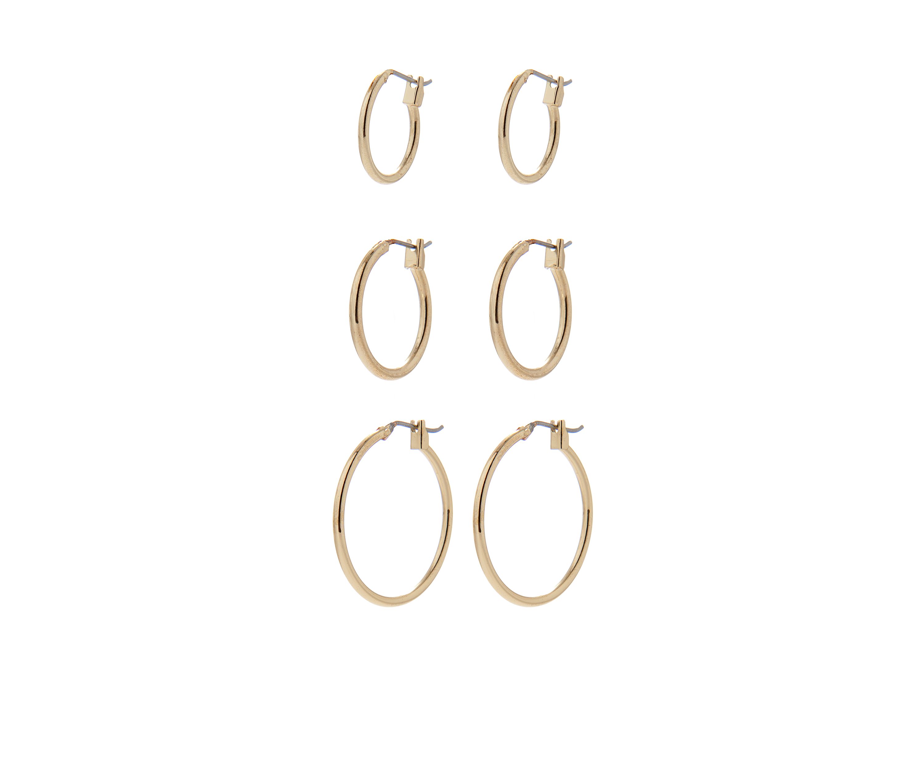 Set of Three Gold-Tone Hoop Earrings