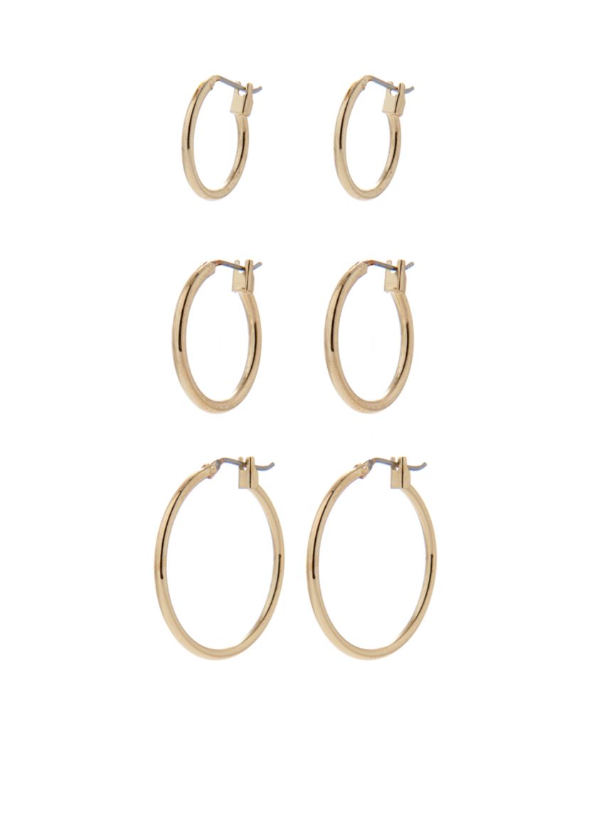 Set of Three Gold-Tone Hoop Earrings