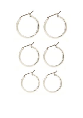 Napier Set of Three Silver-Tone Hoop Earrings