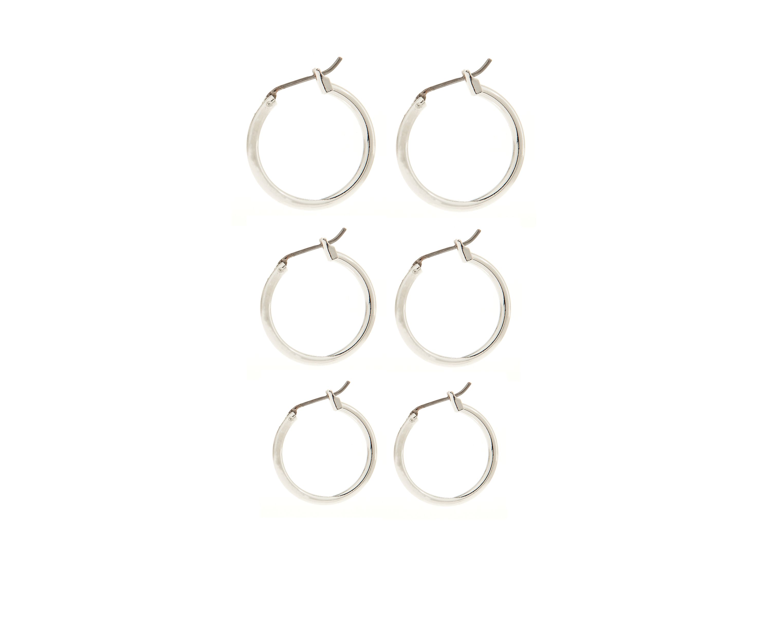 Set of Three Silver-Tone Hoop Earrings