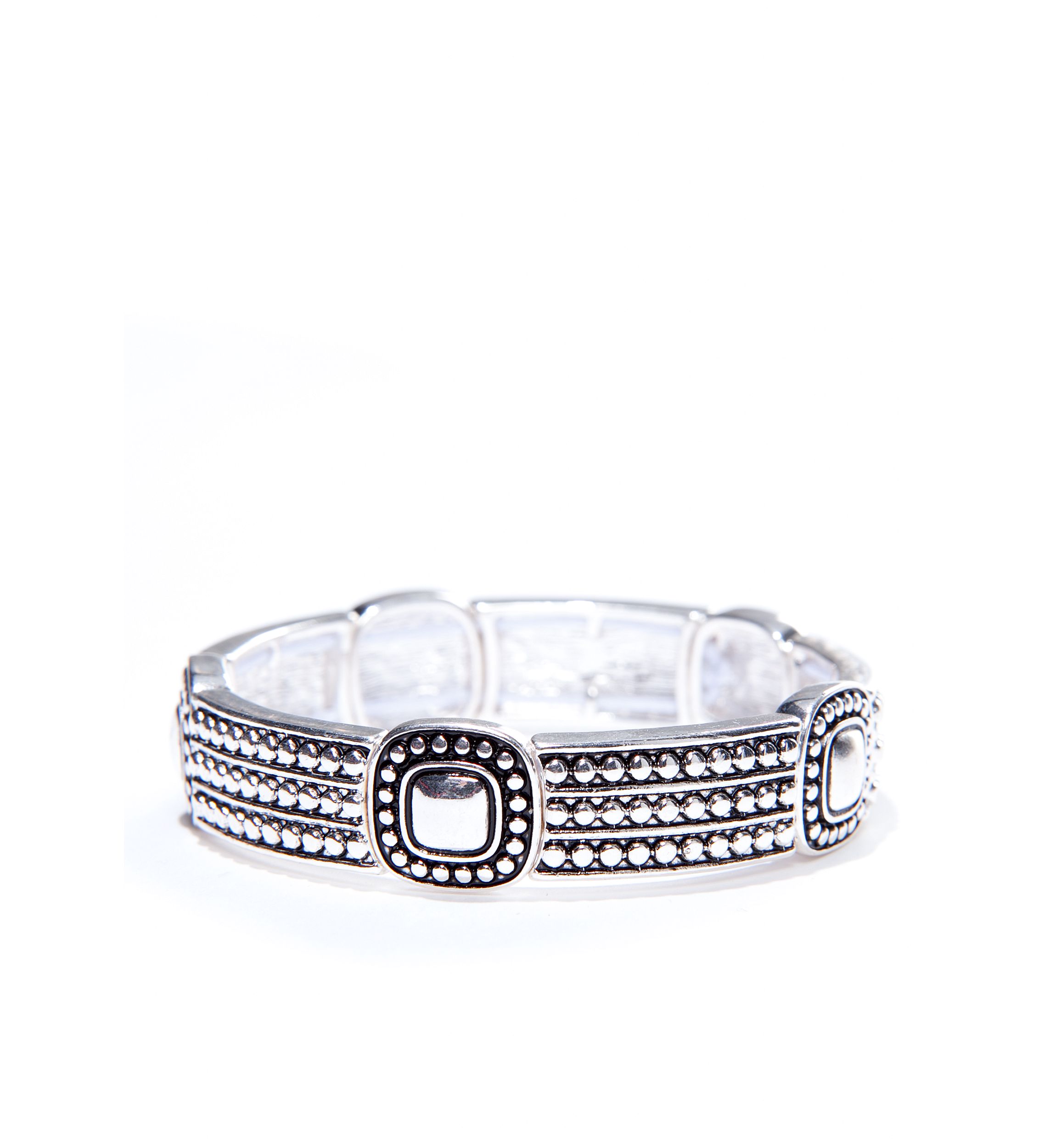 Antiqued Silver-Tone Stretch Bracelet