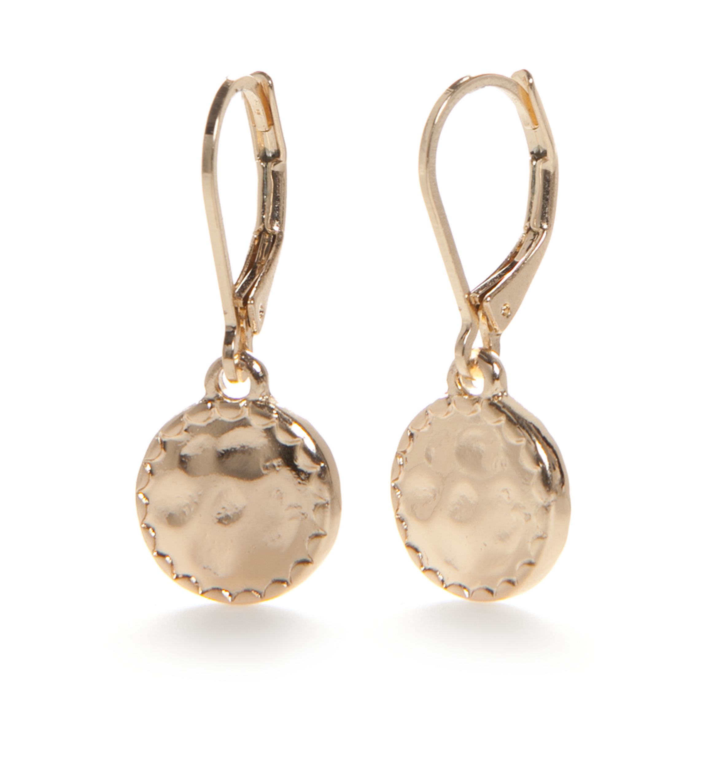 Hammered Disc Drop Earrings
